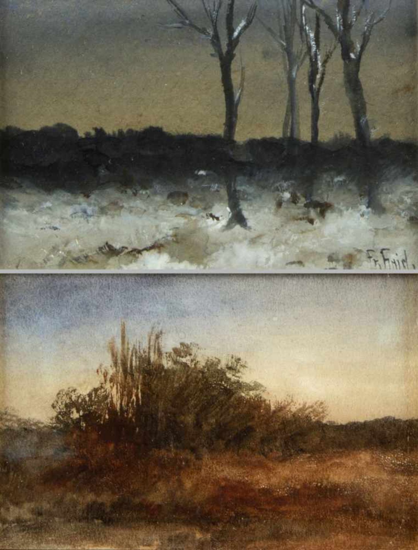 Haid, Fritz. 1906 - München - 1985Herbstliche und winterliche Landschaften. 3 Aquarelle. 2 sign. Bis