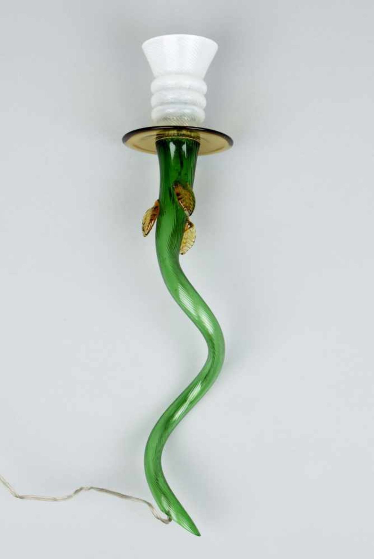 Lampe Driade Luigi von Borek SipekFarbloses Glas, weiß unterfangen, bernsteinfarbenes und grünes