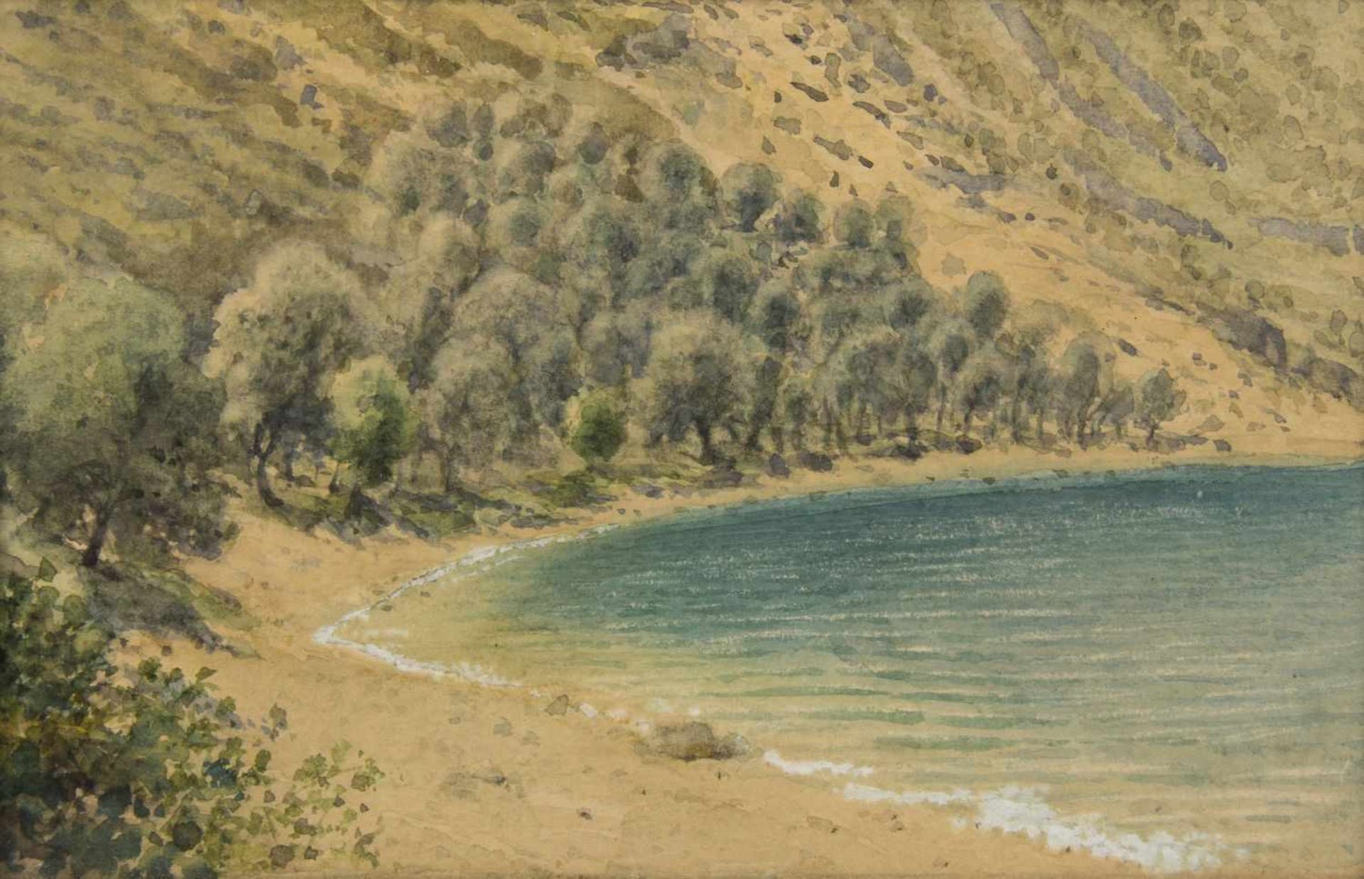 Kaufmann, Franz Xaver u.a.Rocca di Papa. Olivenhain. Teich vor Gebirgslandschaft u.a. 4 Aquarelle. 1 - Bild 6 aus 6