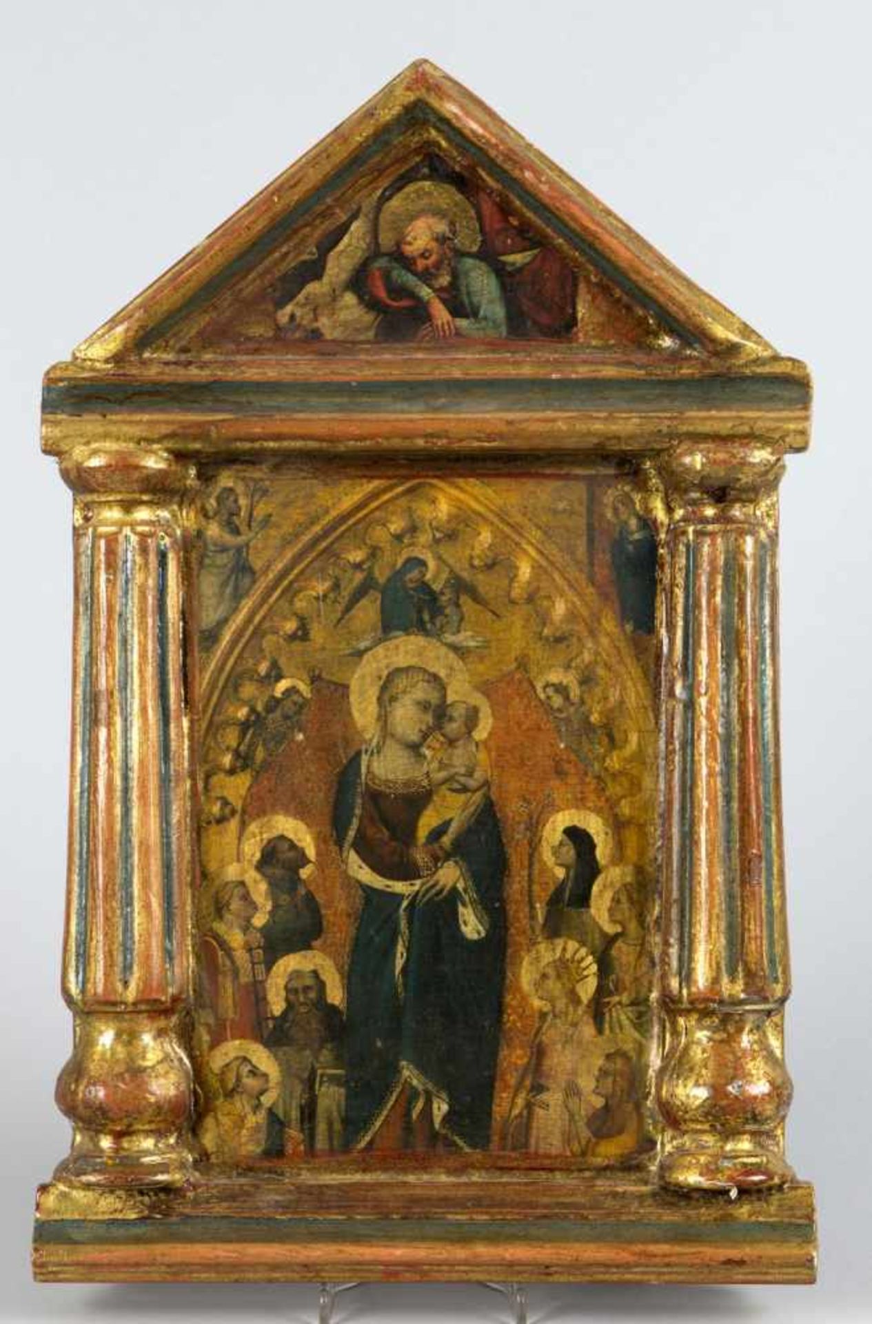 Vier IkonenMarien- und Heiligendarstellungen. 3 Tempera auf Holz, 1 übermalter Lichtdruck. - Bild 2 aus 5
