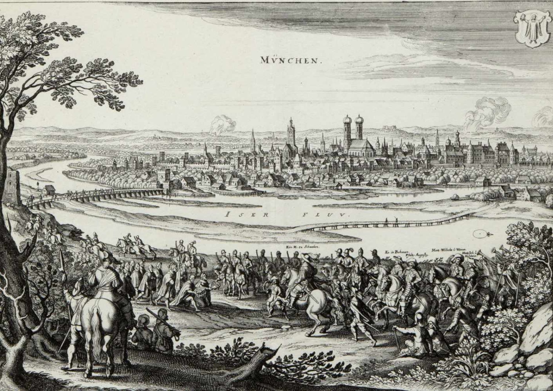 Merian. Schütz u.a.Ansichten München, Landsberg. Tintenverkäufer u.a. 13 Bll. versch. Techn. Bis - Bild 3 aus 3