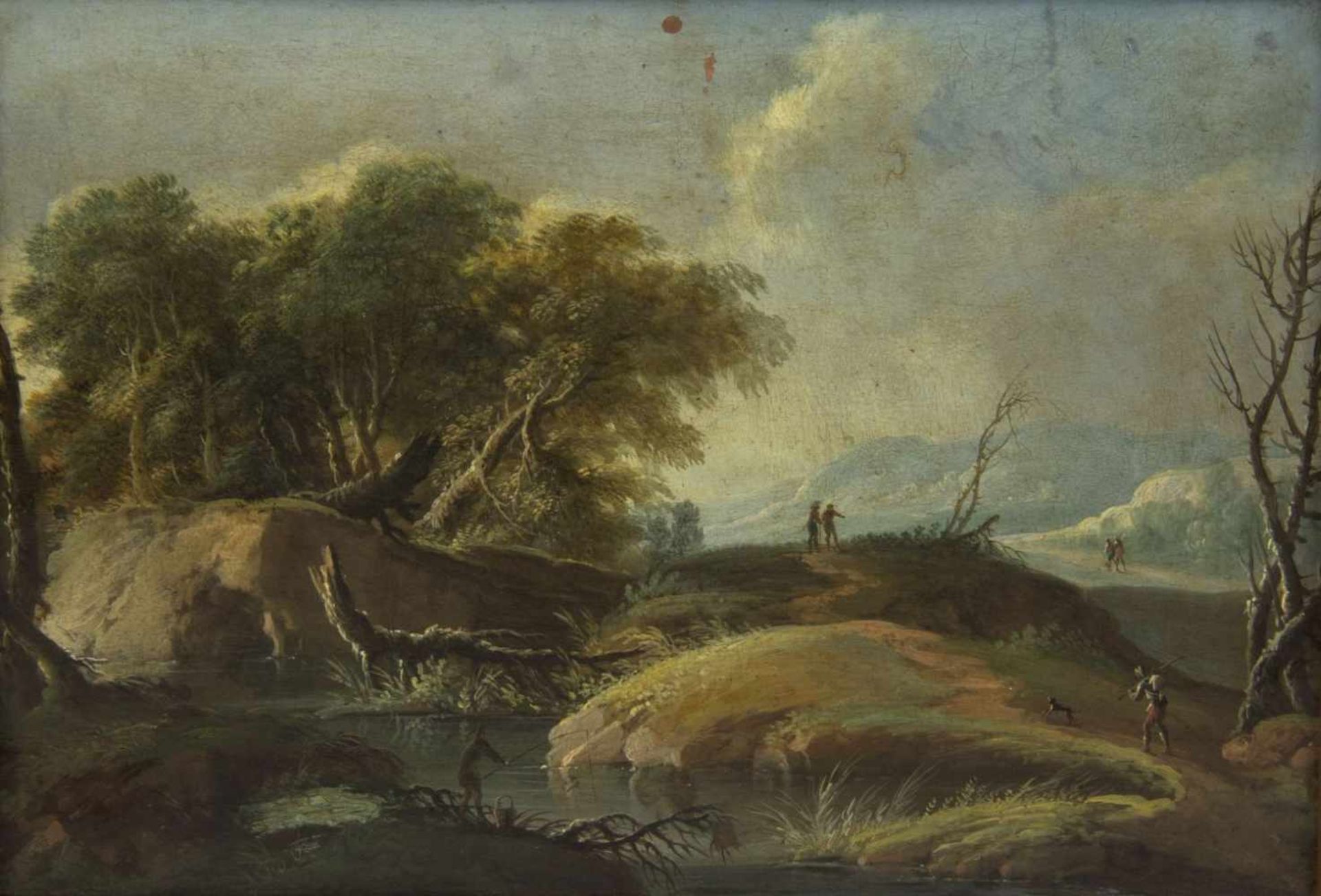 Niederlande, um 1800Küchenszene. Felsige Landschaft. 2 Gem. Öl/Blech. Bis 22 x 15,5 cm. - Bild 3 aus 3