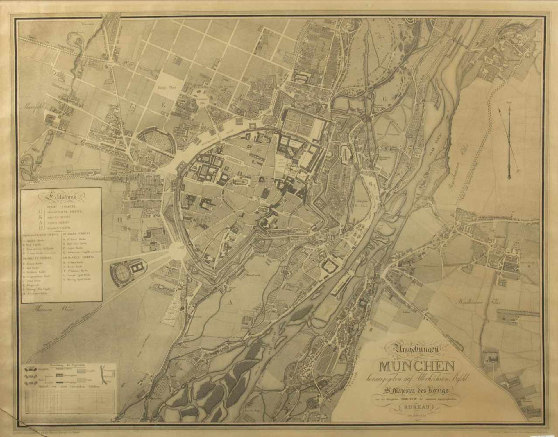 SchleichKarten von München. 2 Radierungen. 69 x 90,5 cm. - Bild 2 aus 3