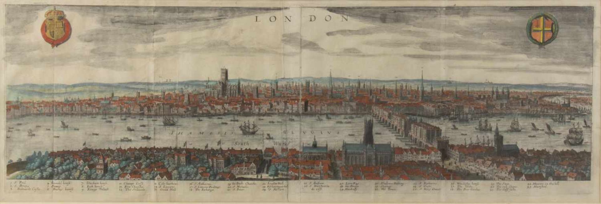 Homann u.a.Comitatus Hanau. Wasserflutt in Nieder-Teutschland. Panorama von London. 3 - Bild 4 aus 4