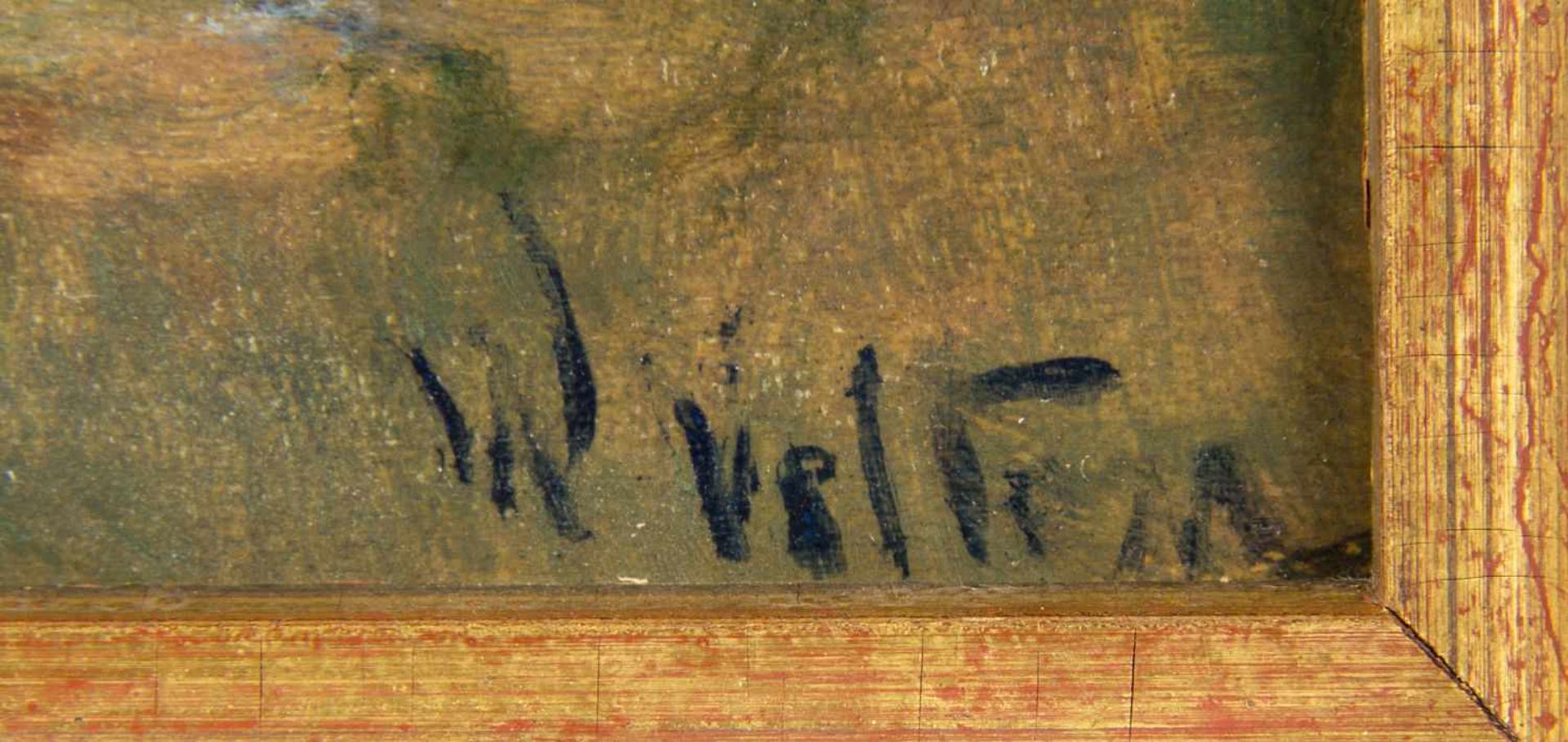 Velten, Wilhelm. 1847 St. Petersburg - München 1929Kutsche vor einer Schlossmauer. Öl/Holz. Sign. 16 - Bild 2 aus 2