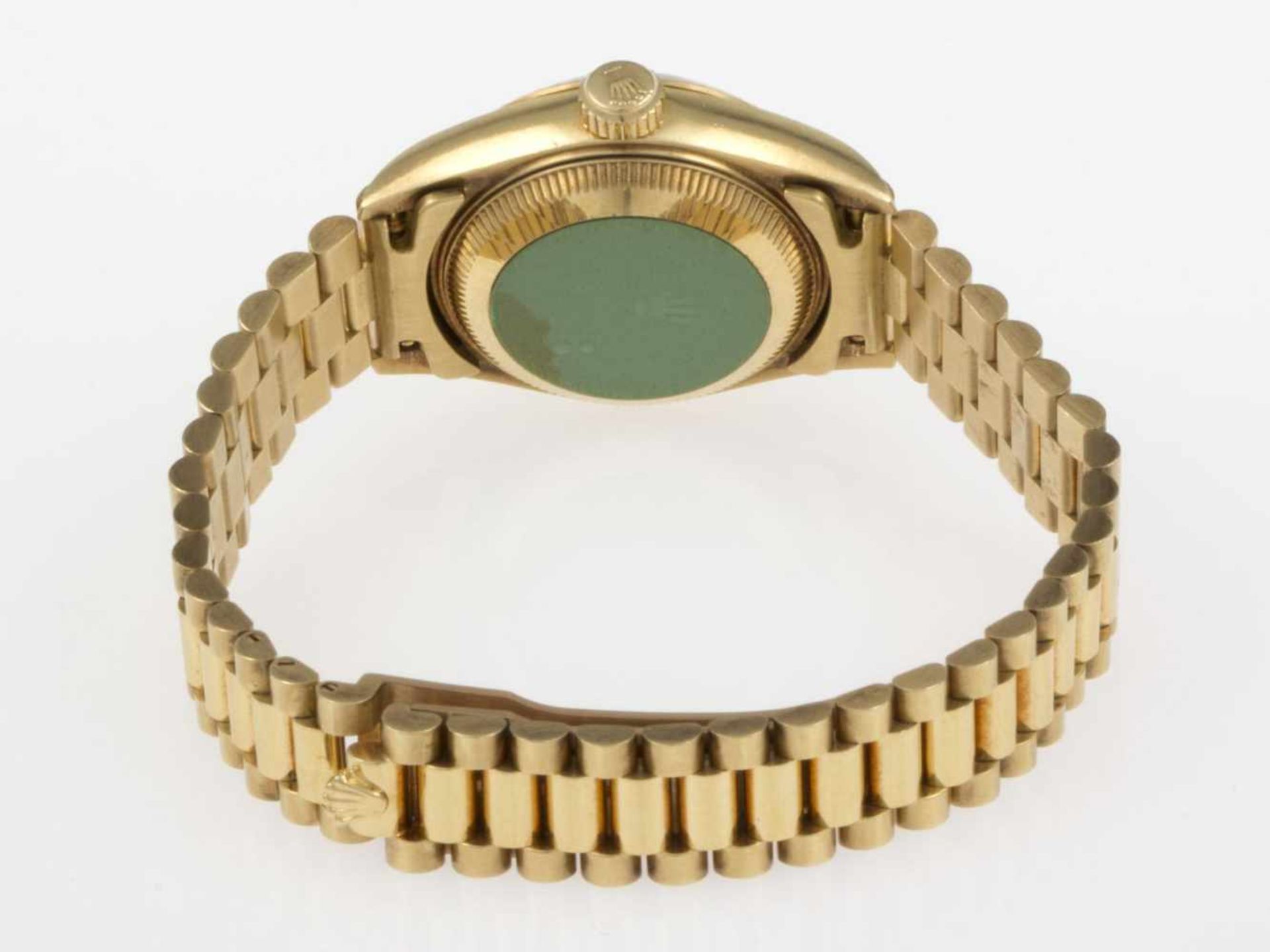 Feine automatische Rolex-Damenarmbanduhr "Lady Datejust"Gehäuse und Präsidentarmband aus Gelbgold - Bild 6 aus 6