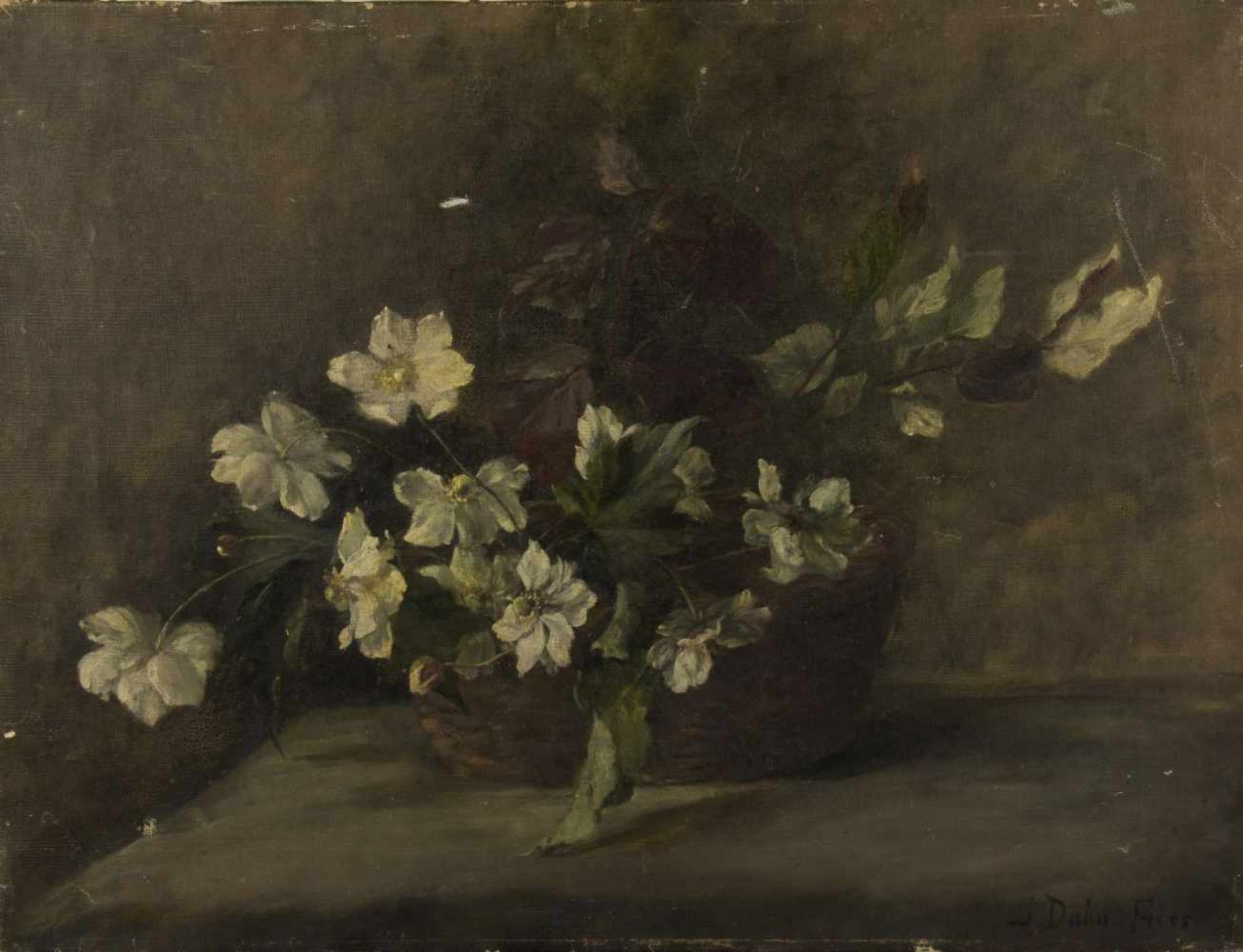 Dahn-Fries, Sofie. 1835 - München - 1898Stillleben mit Christrosen und Sommerblumen. 2 Gem. Öl/ - Bild 2 aus 4