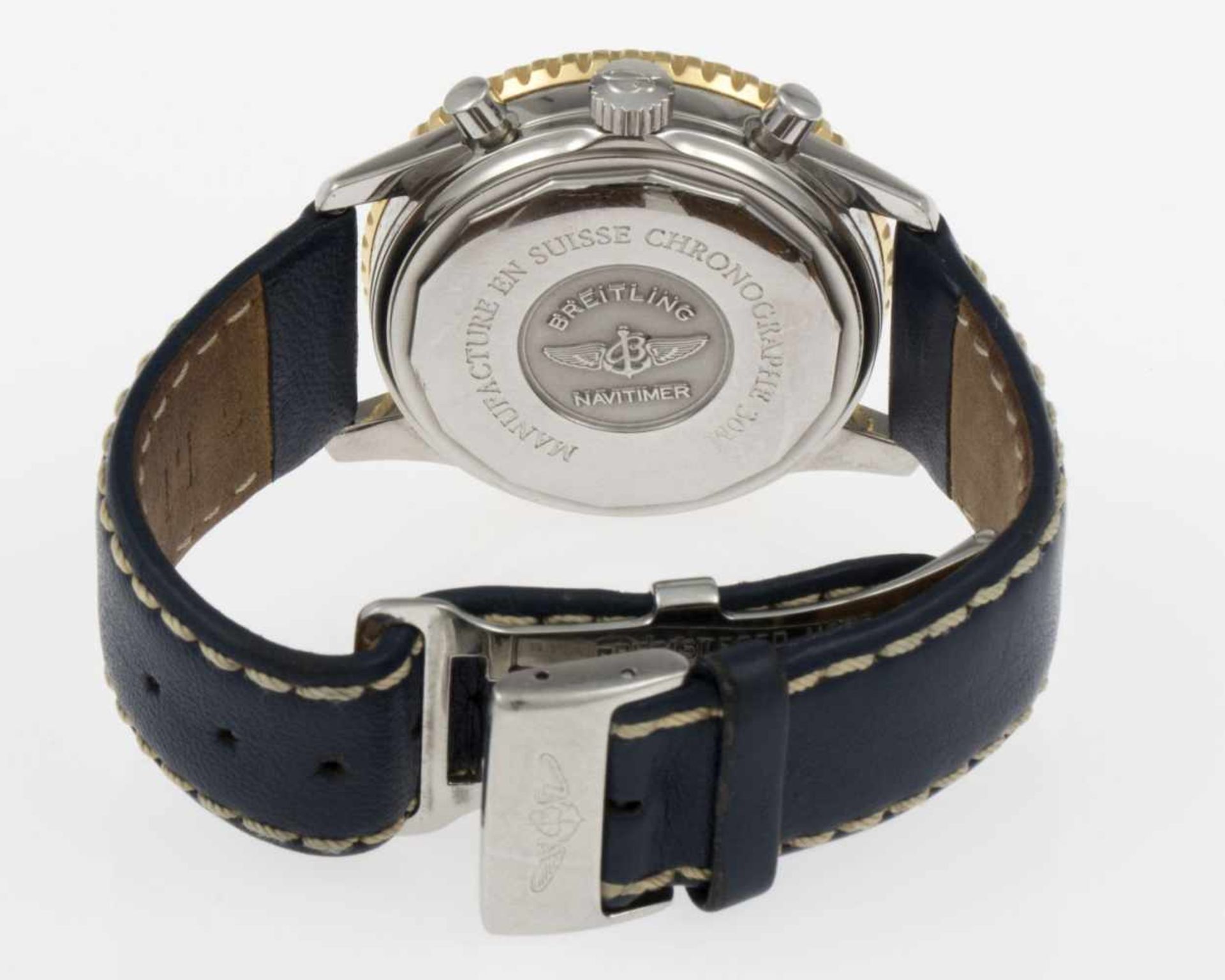 Breitling-Armbanduhr Chronograph Navitimer 92Gehäuse aus Stahl. Beidseitig drehbare Lünette aus - Bild 4 aus 5