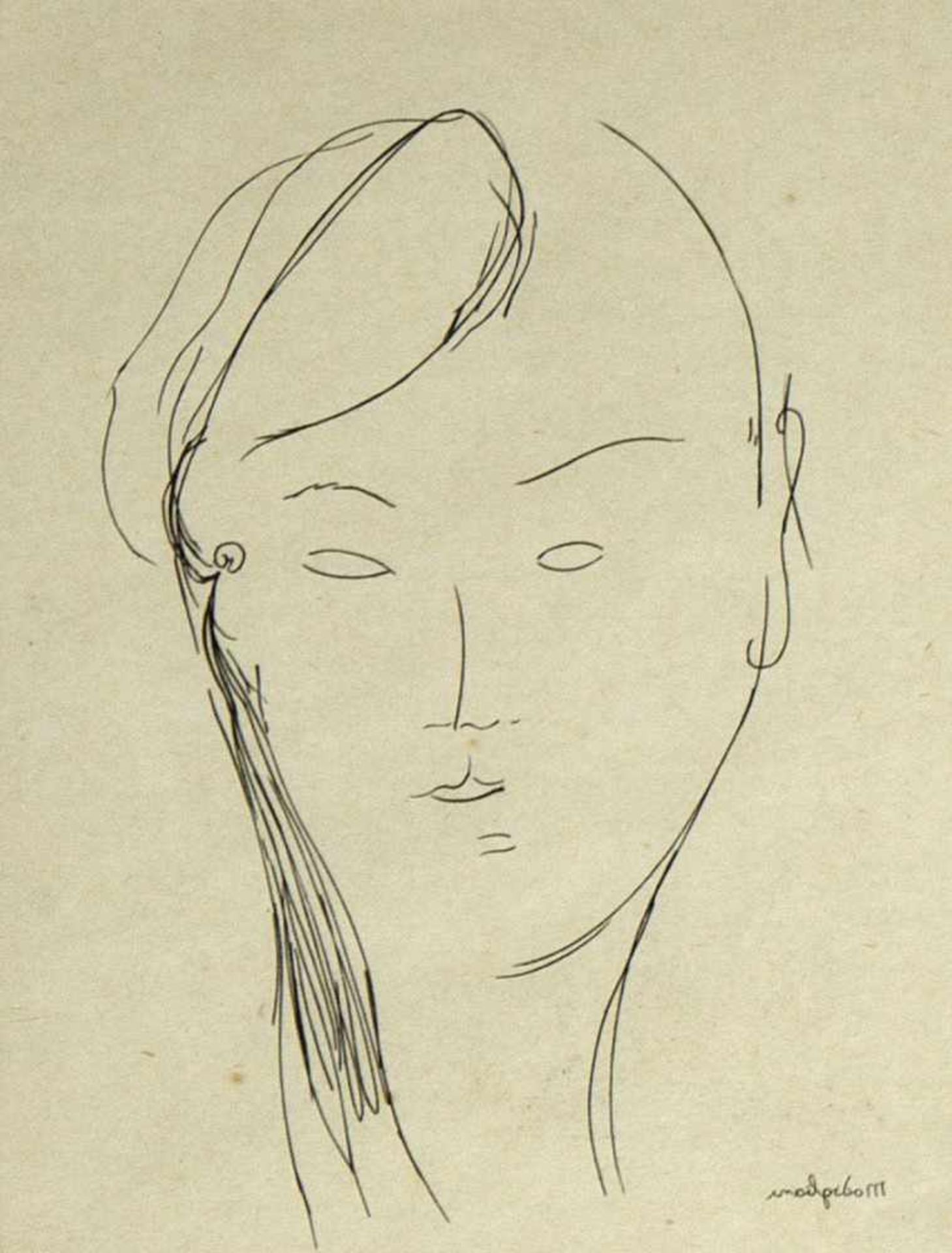 Modigliani, Amedeo. Hilscher, KurtFrauenportrait. Manege. 2 Radierungen, davon 1 aquarelliert. Bis - Bild 2 aus 3