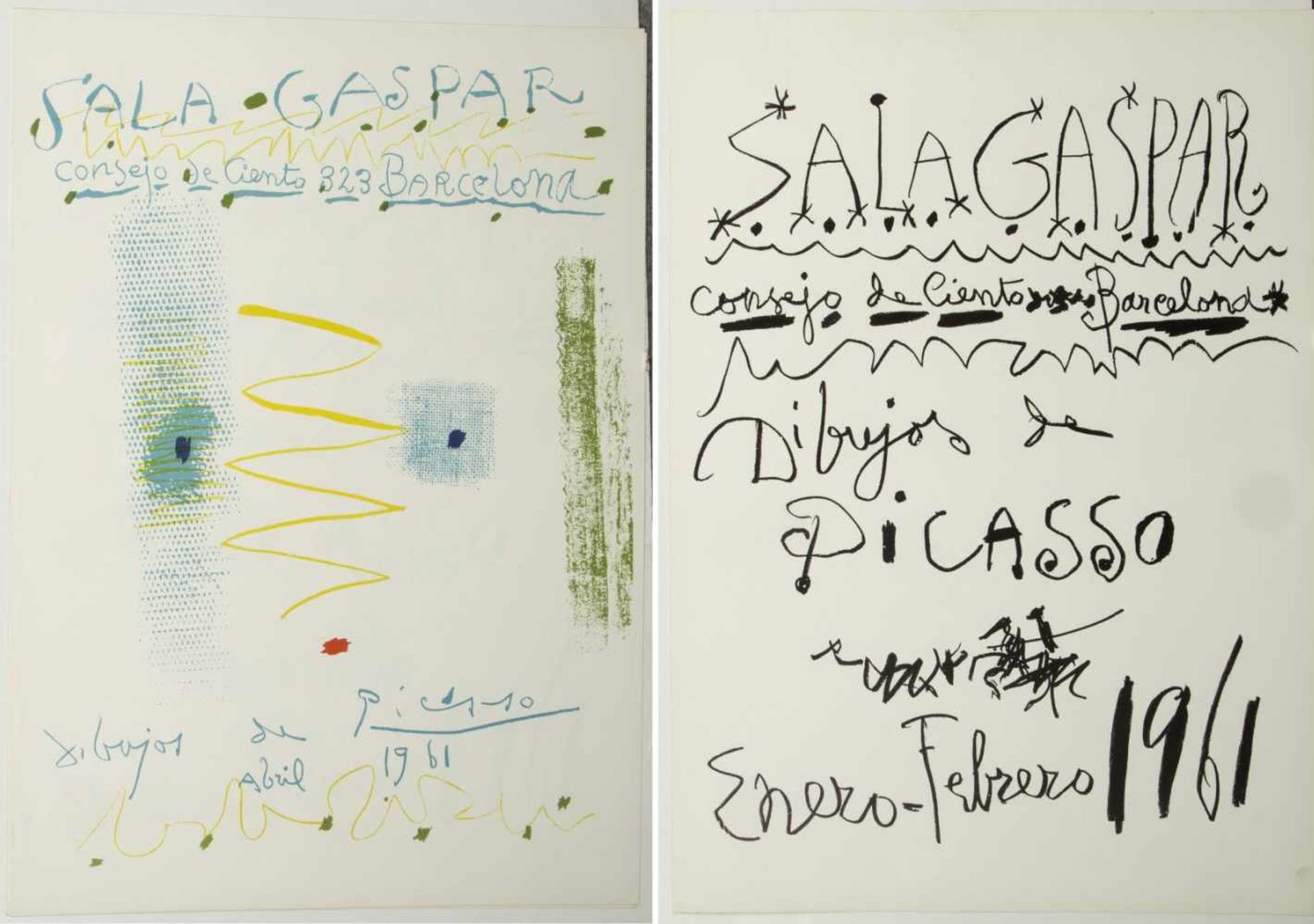 PicassoSala Gaspar 1960 und 1961. 3 Plakate. Bis 61 x 47,5 cm.