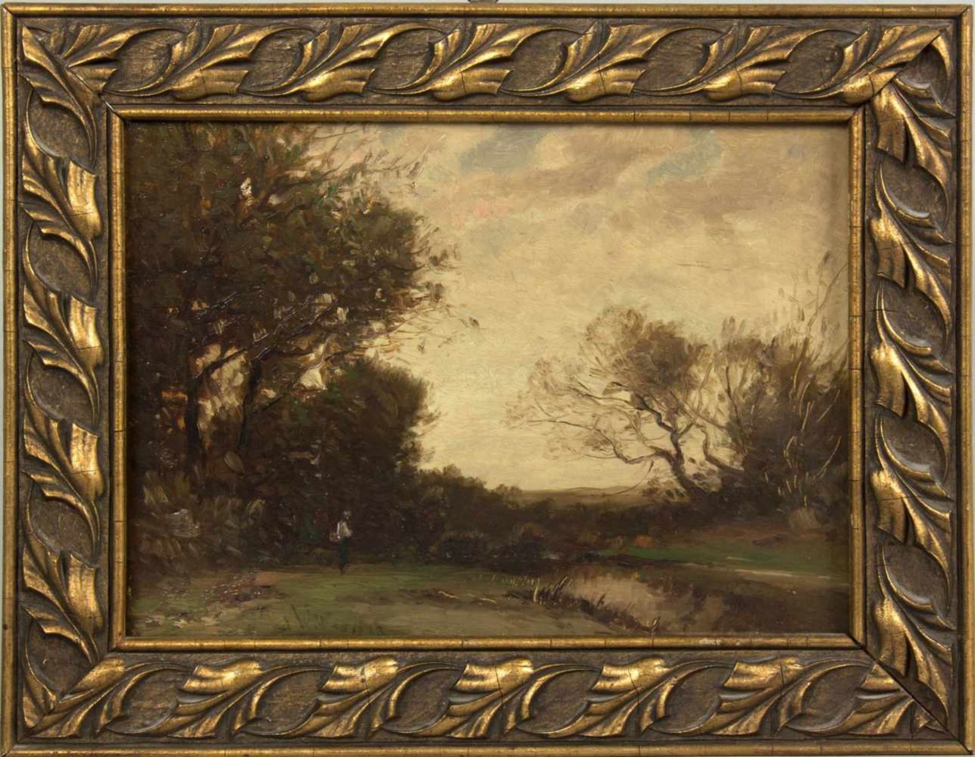 WillroiderHerbstliche Landschaft mit einem See. Öl/Holz. Sign. 23,5 x 30,5 cm. Gerahmt. - Bild 3 aus 3