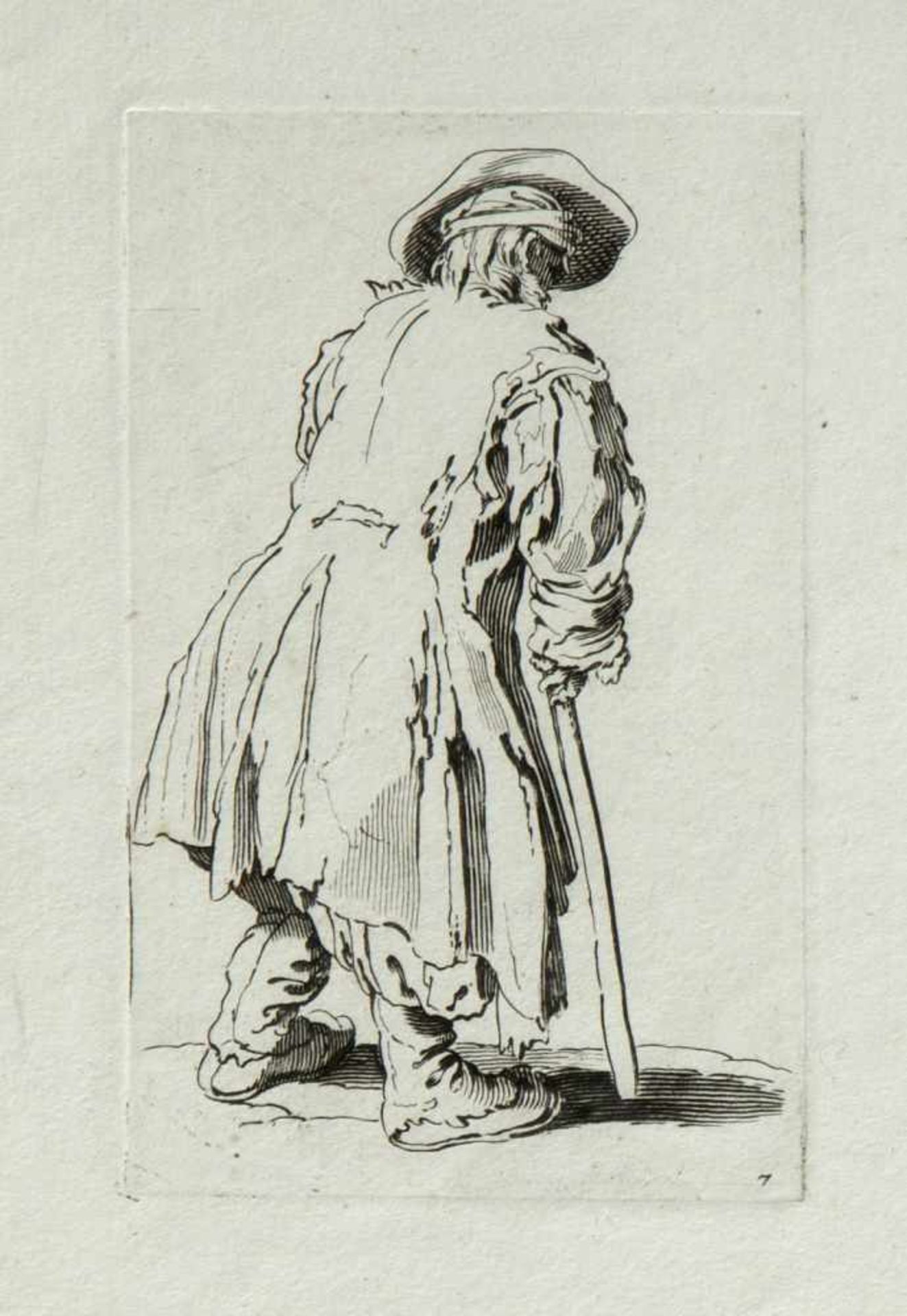 Callot, Jacques. 1592 - Nancy - 1635. Kopie nach Bettler mit Krücken. 3 Radierungen im Gegensinn. - Bild 3 aus 4