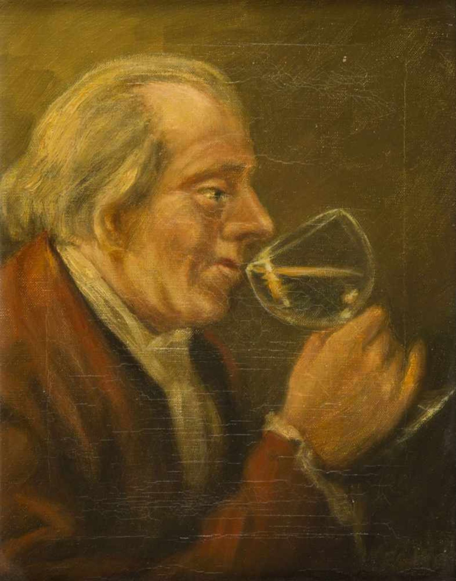Depré, Willi. 1922 - 1995Portraits zweier Männer mit Weingläsern. 2 Gem. Öl/Lwd. Sign. 30 x 24 cm. - Bild 5 aus 7