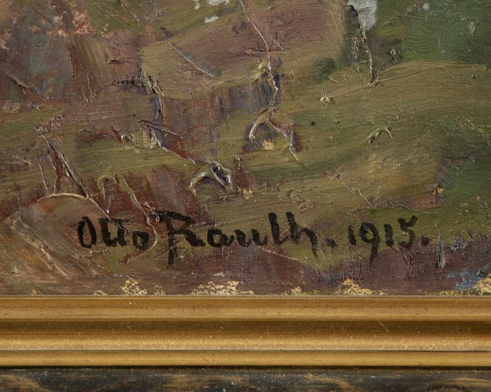 Rauth, Otto. 1862 Heilbronn - Hannover 1922Bach in einer Wald- und Wiesenlandschaft. Öl/Lwd. Sign. - Bild 2 aus 3