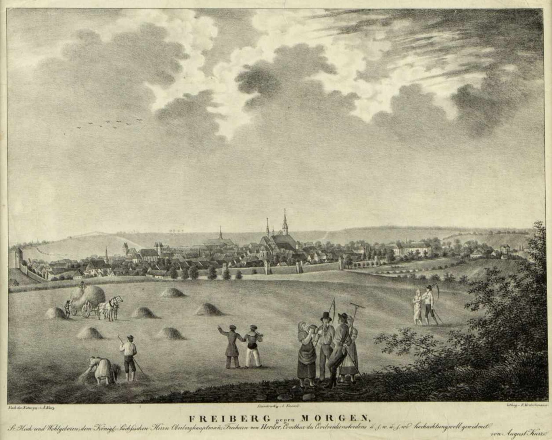 Merian. KretschmannBiberach. Marburg und Freiberg. 2 Radierungen. 1 Lithographie. Bis 34,5 x 44 cm. - Bild 4 aus 4