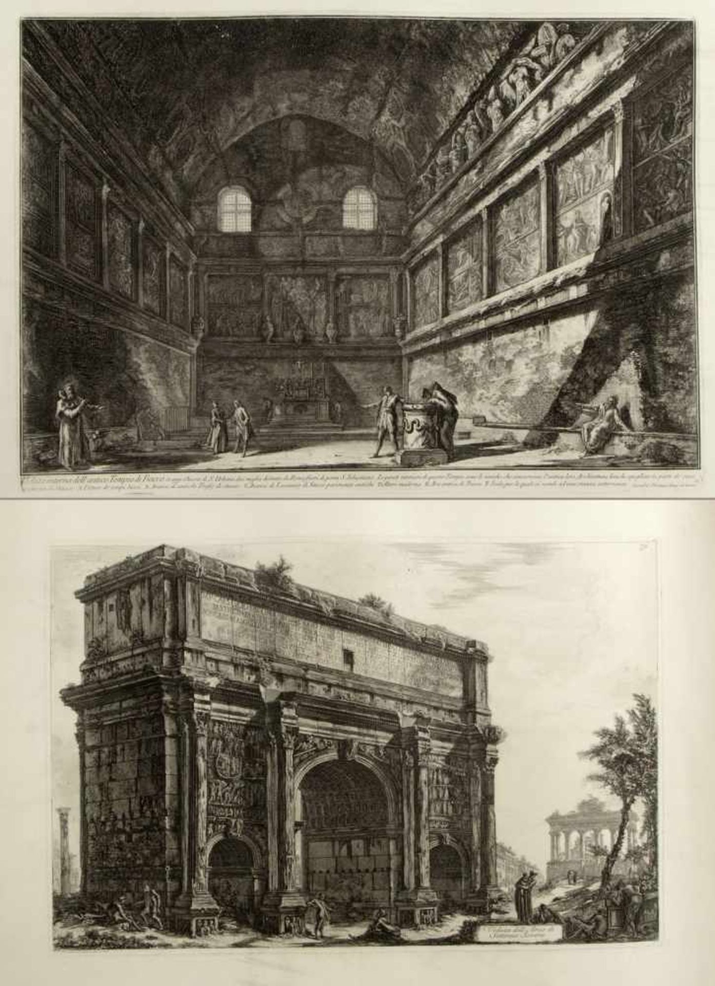PiranesiVeduta dell'Arco die Settimio Severo. Veduta interna dell'antico Tempio di Bacco. 2