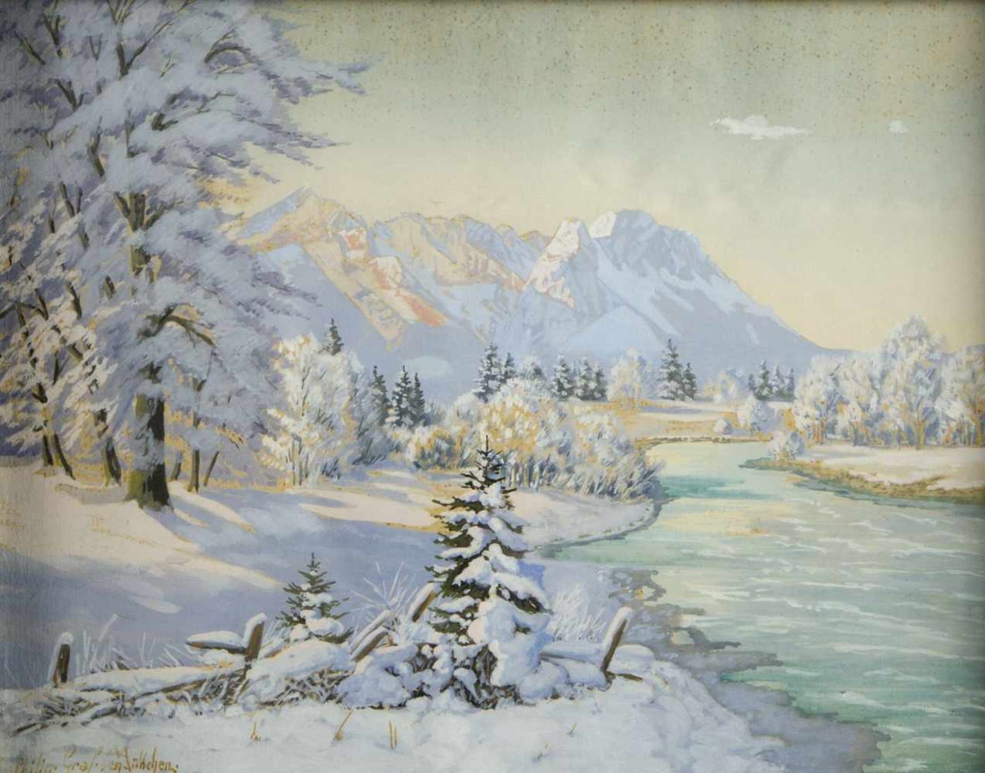 Perry, Arthur W. Grafsen, Philipp u.a.Blick auf eine sommerliche Bucht. Winterlandschaft u.a. 10 - Bild 2 aus 4