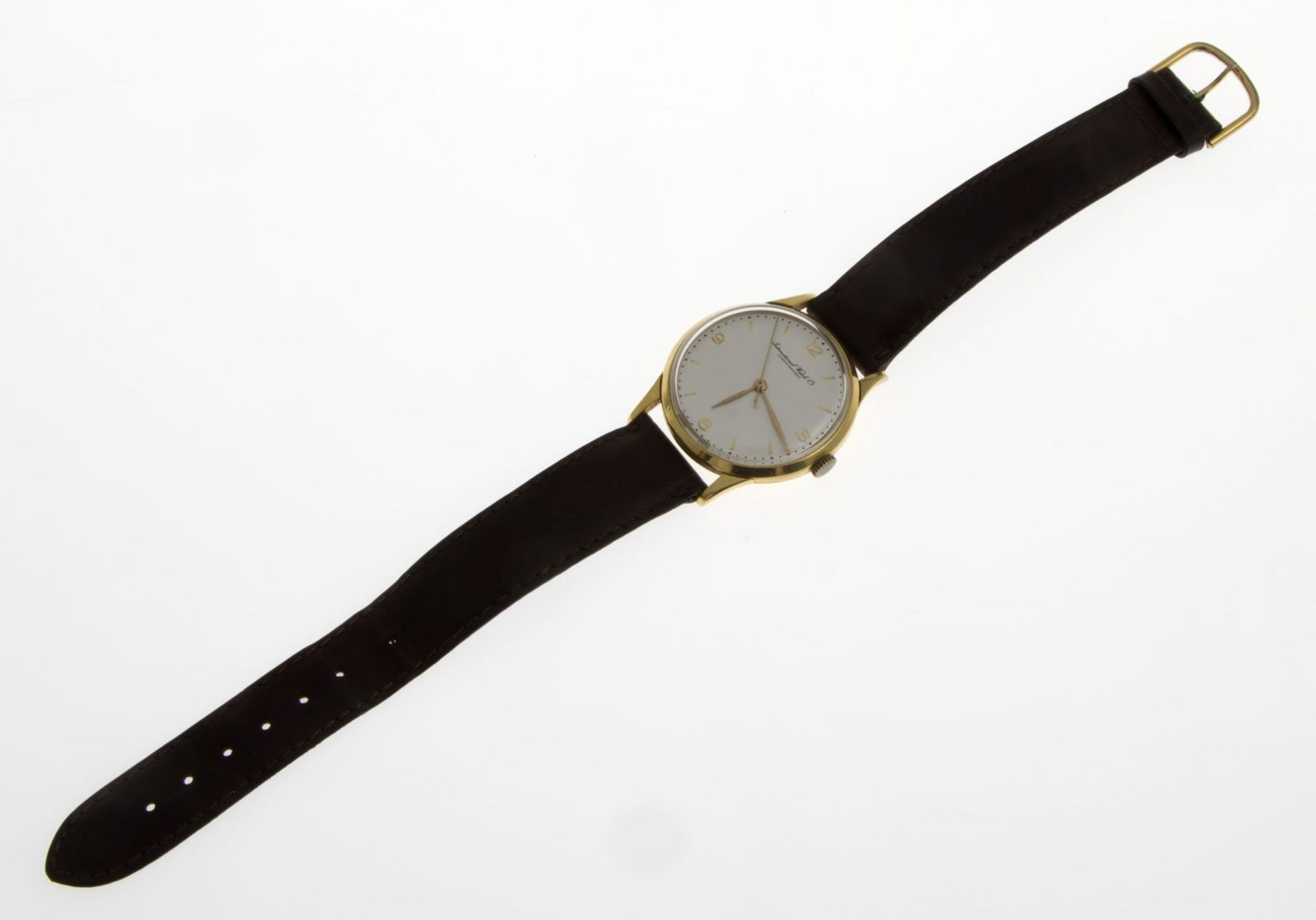 Elegante IWC-ArmbanduhrRundes Gehäuse aus Gelbgold 750. Plexiglas. Versilbertes Zifferblatt mit - Bild 3 aus 3