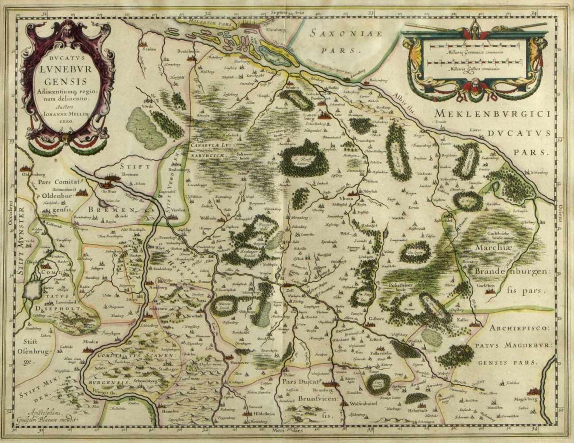 Homann. Mellinger. DanckersKarten von Lüneburg, Braunschweig und Dänemark. 3 kol. Radierungen. Bis - Bild 2 aus 4