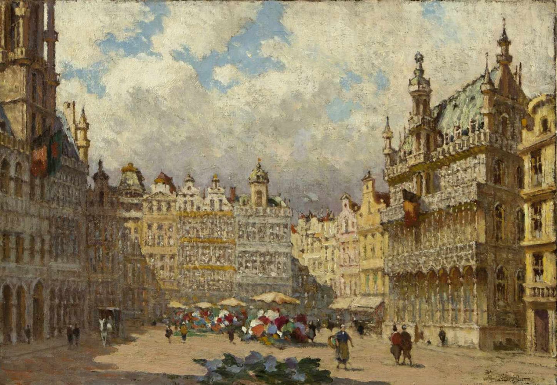 Cassiers, Henry. 1858 Antwerpen - Elsene 1944. Zugeschrieben Der Grand Place in Brüssel. Öl/Lwd.,