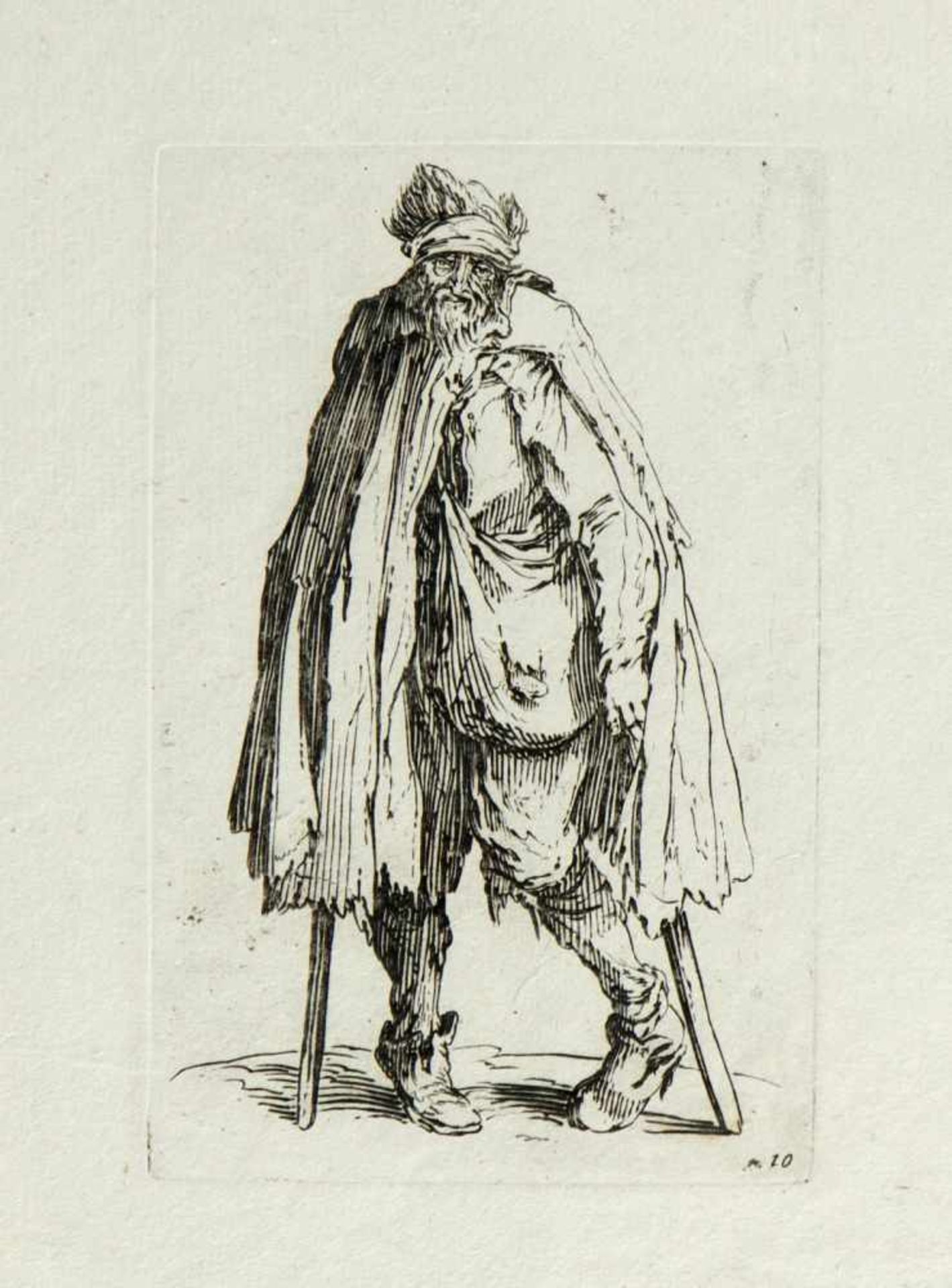 Callot, Jacques. 1592 - Nancy - 1635. Kopie nach Bettler mit Krücken. 3 Radierungen im Gegensinn. - Bild 4 aus 4