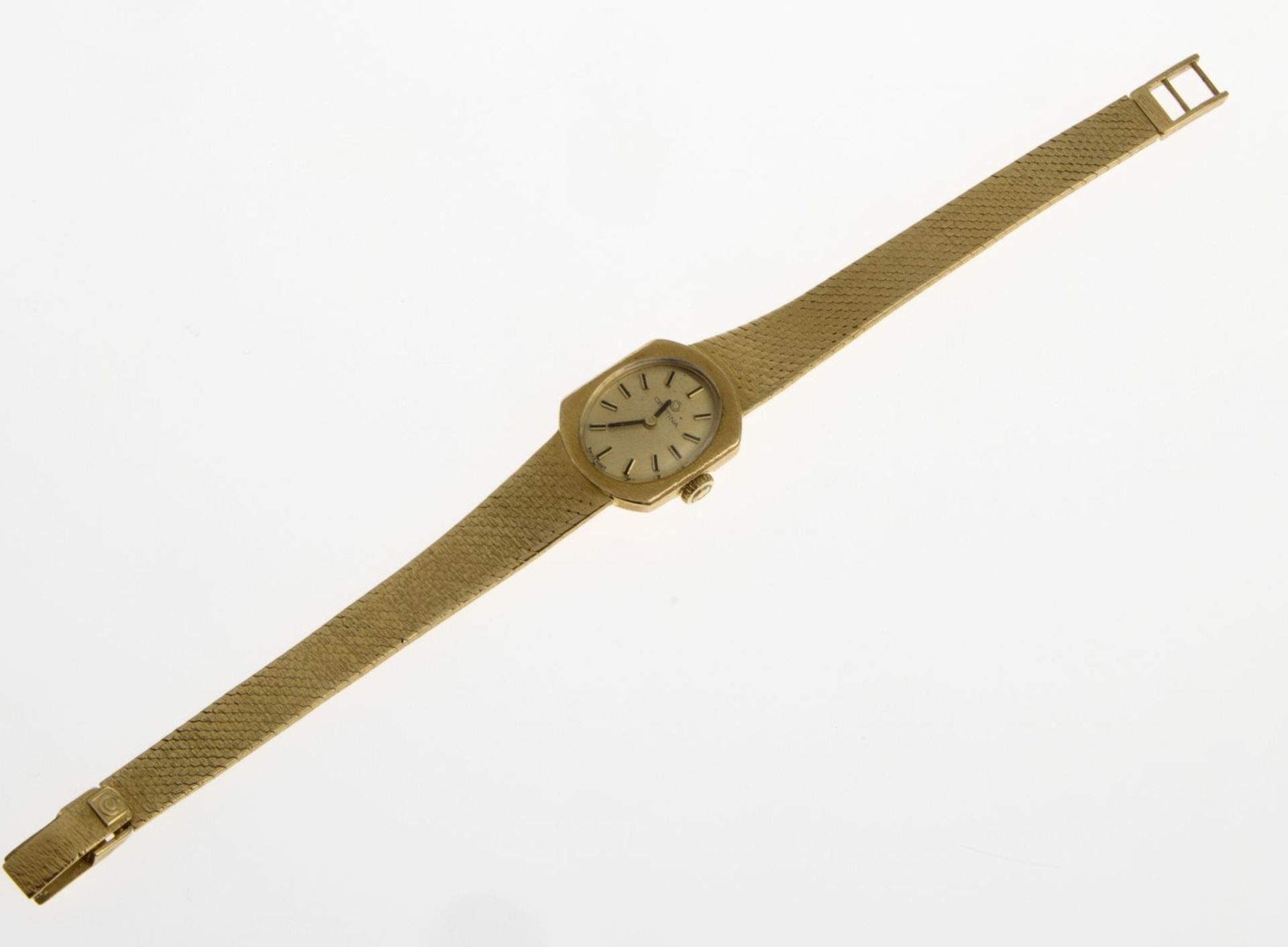 Certina-DamenarmbanduhrGehäuse und Armband aus Gelbgold 750. Ovales goldfarbenes Zifferblatt mit - Image 2 of 3