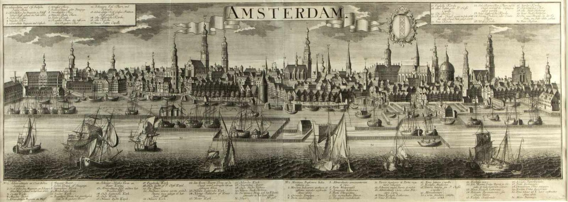 Probst, Johann Friedrich. 1721 - Augsburg - 1781Panorama von Amsterdam. Radierung. In der Platte