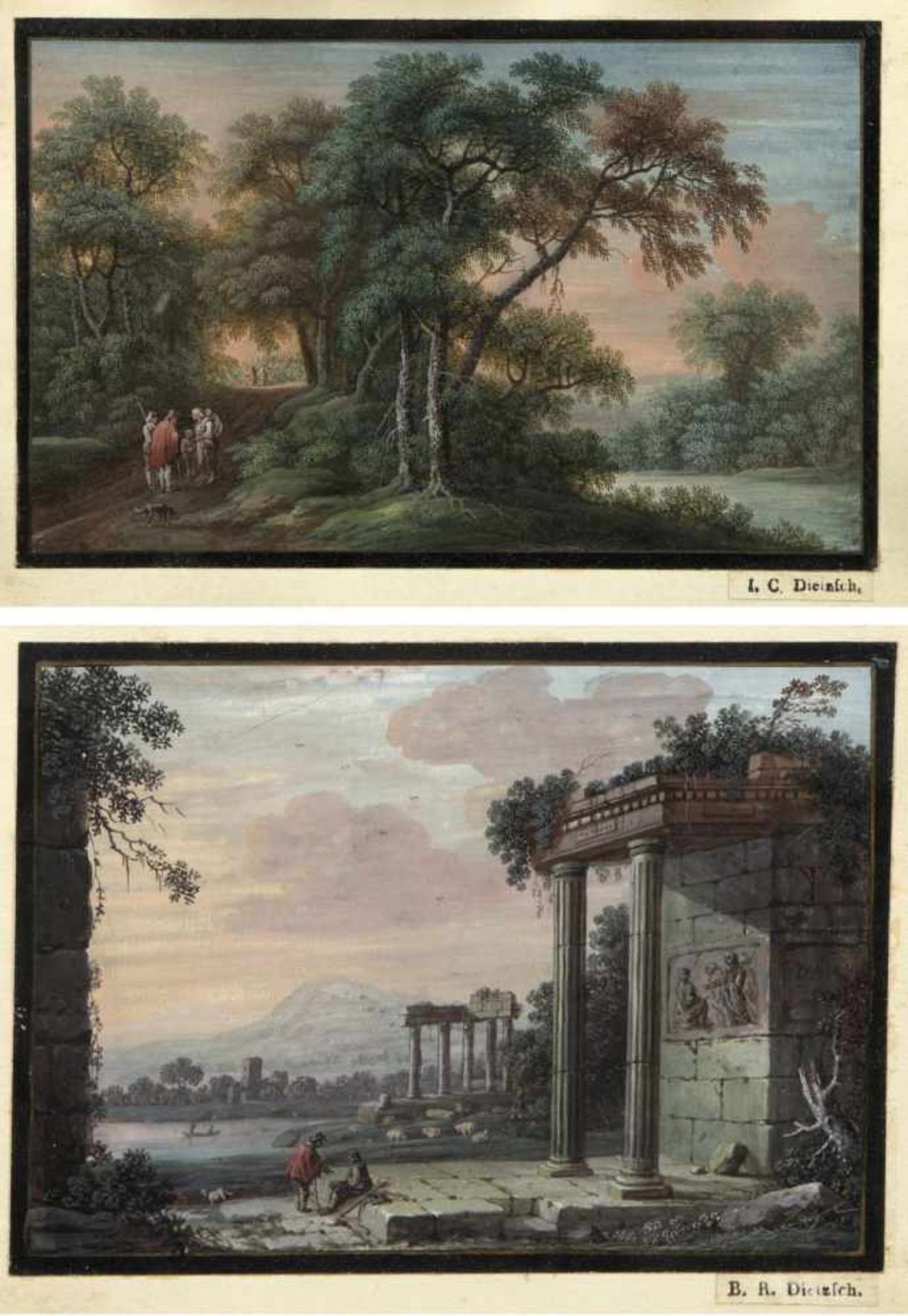 Dietzsch, Johann Christoph. 1710 - Nürnberg - 1769Tempelruinen vor einer weiten Landschaft mit