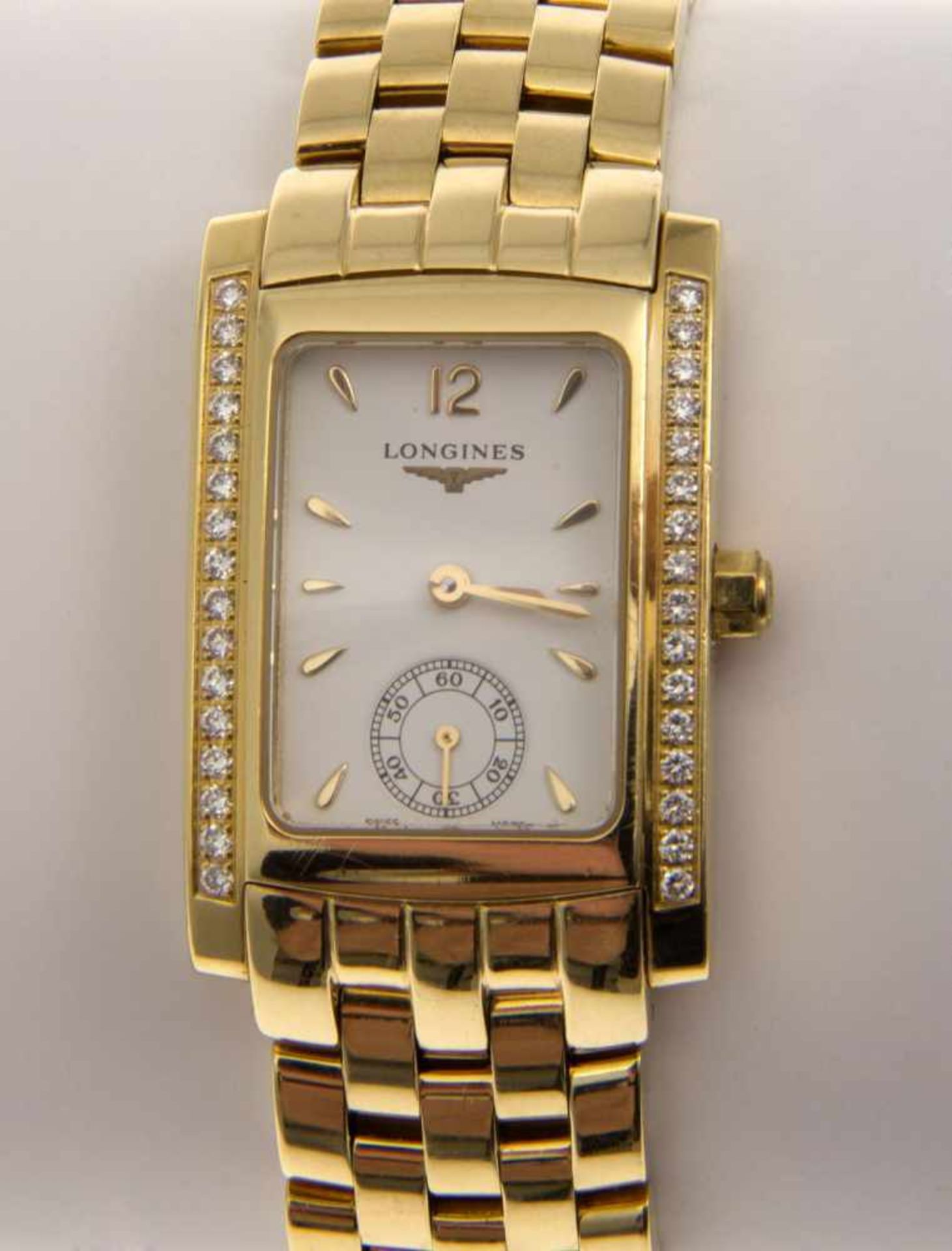 Zeitlos elegante Longines-Armbanduhr "Dolce Vita"Rechteckiges Gehäuse und Armband aus Gelbgold - Bild 2 aus 3