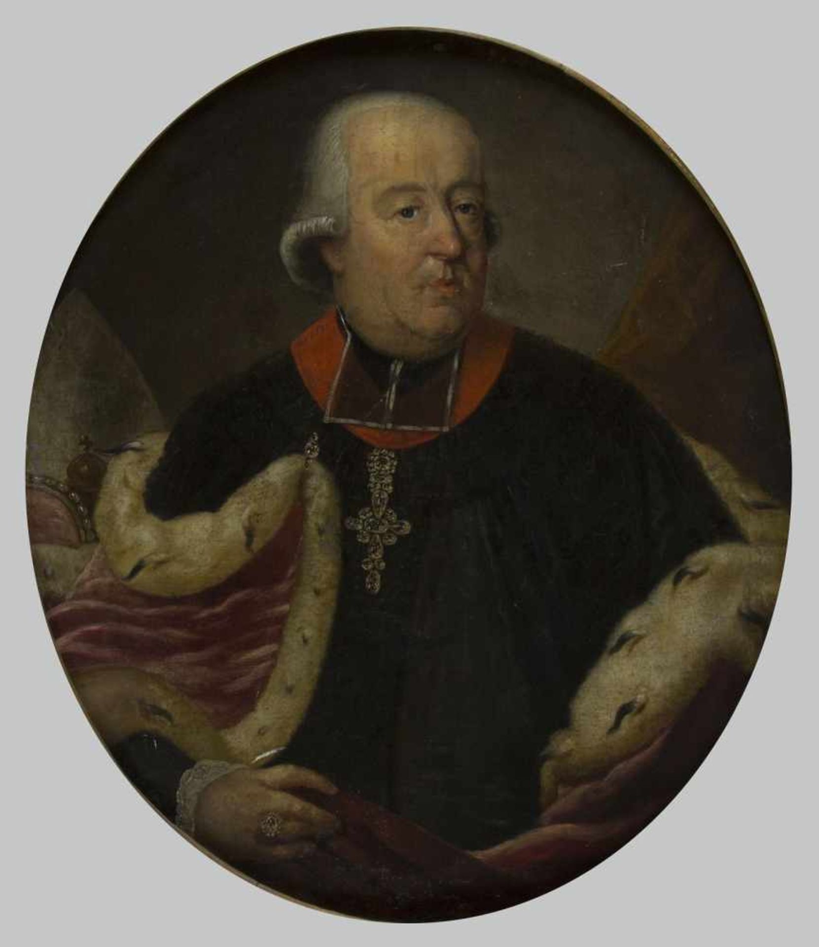 Deutsch, 18. Jh.Portraits zweier Fürstbischöfe. 2 Gem. Öl/Lwd., auf Holz aufgezogen. Bis 82 x 70,5 - Image 4 of 5