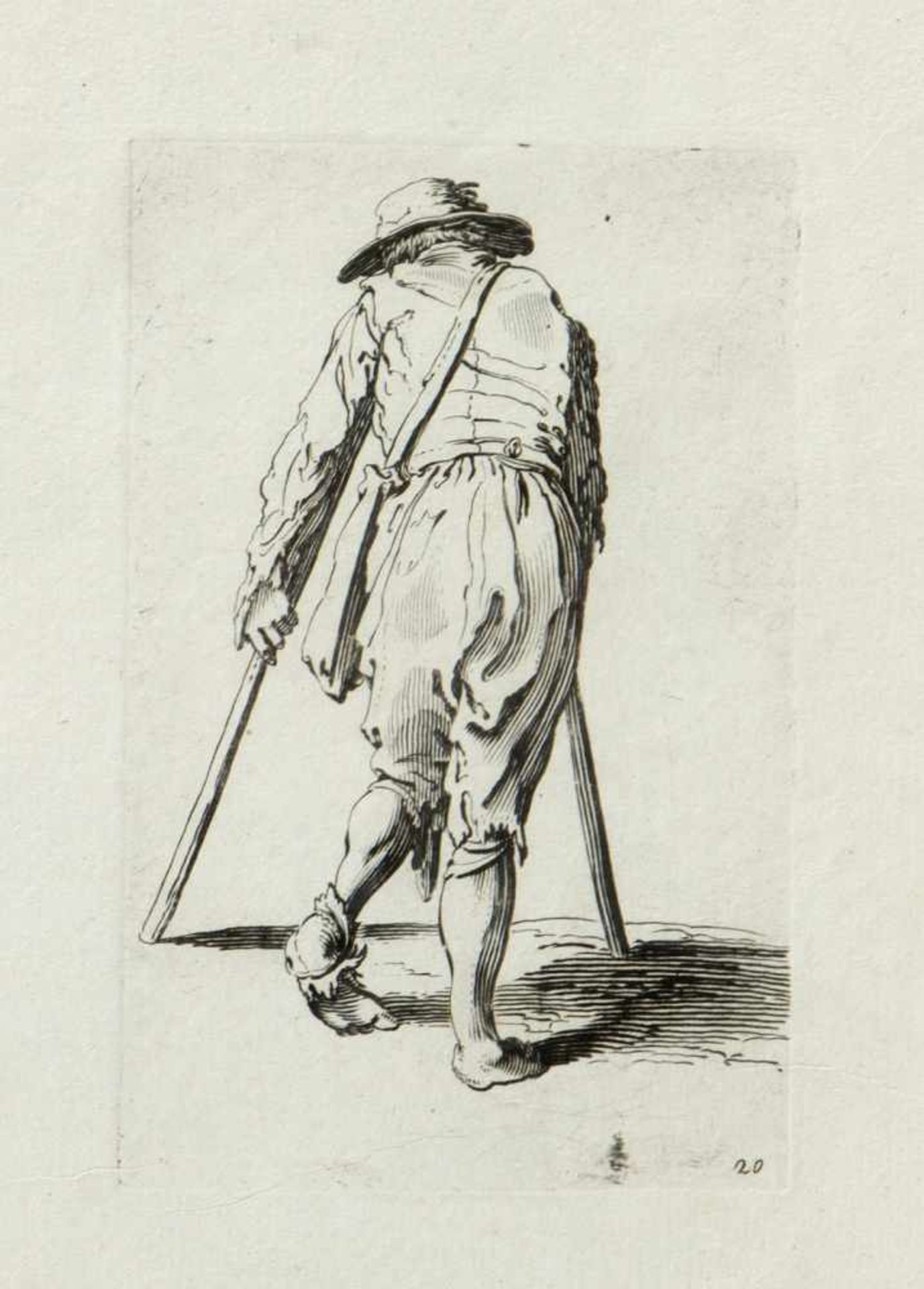 Callot, Jacques. 1592 - Nancy - 1635. Kopie nach Bettler mit Krücken. 3 Radierungen im Gegensinn. - Bild 2 aus 4