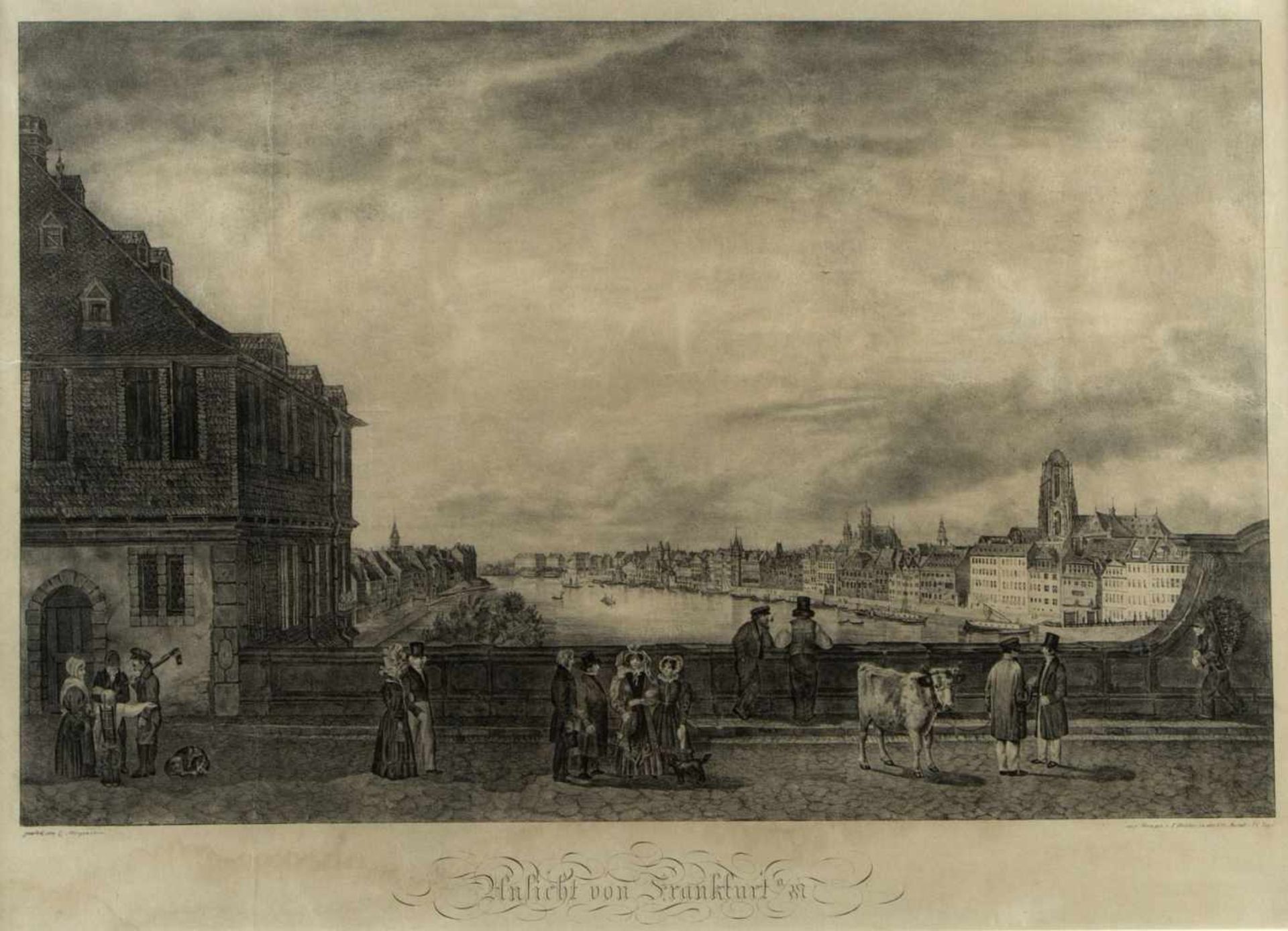 Heister, F. Nach Morgenstern Ansicht von Frankfurt a.M. Lithographie. In der Platte bez. 46,5 x 65