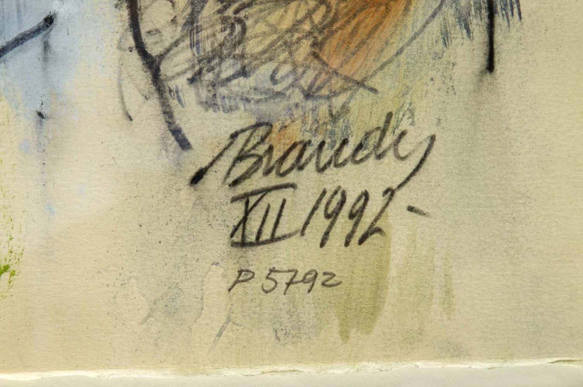 Brandy, Robert. 1946 LuxemburgNoping. Mischtechn. Sign., bet. und dat. XII. 1992. 65 x 49,5 cm. - Bild 3 aus 3