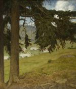 Thoma, Hans. 1839 Bernau - Karlsruhe 1924Blick durch eine Tanne in ein Tal im Schwarzwald, mögl. auf
