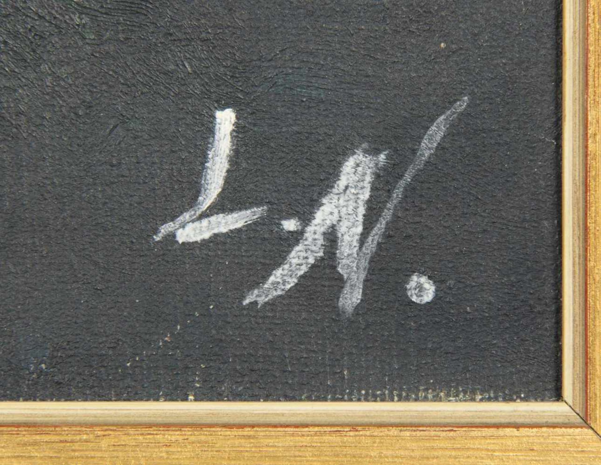 Monogrammist L.N.Abendhimmel über einem Wald. Öl/Lwd. Monogr. 46,5 x 61,5 cm. Gerahmt. Kleine - Bild 2 aus 3