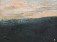 Monogrammist L.N.Abendhimmel über einem Wald. Öl/Lwd. Monogr. 46,5 x 61,5 cm. Gerahmt. Kleine