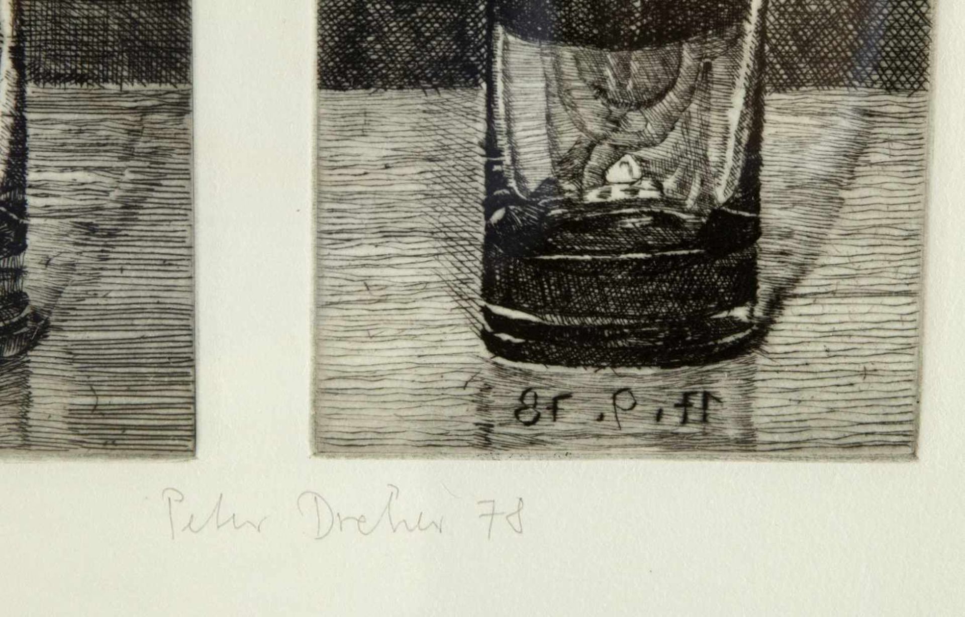 Dreher, Peter. 1932 MannheimGläser. 3 Radierungen auf einem Blatt. Sign., dat. und num. (19)78. - Bild 2 aus 2