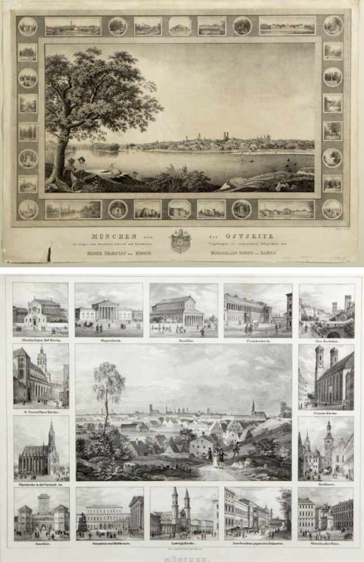 MünchenMünchen von der Ostseite. Gesamtansicht mit einzelnen Gebäude am Rand. Sankt Michael u.a. 6