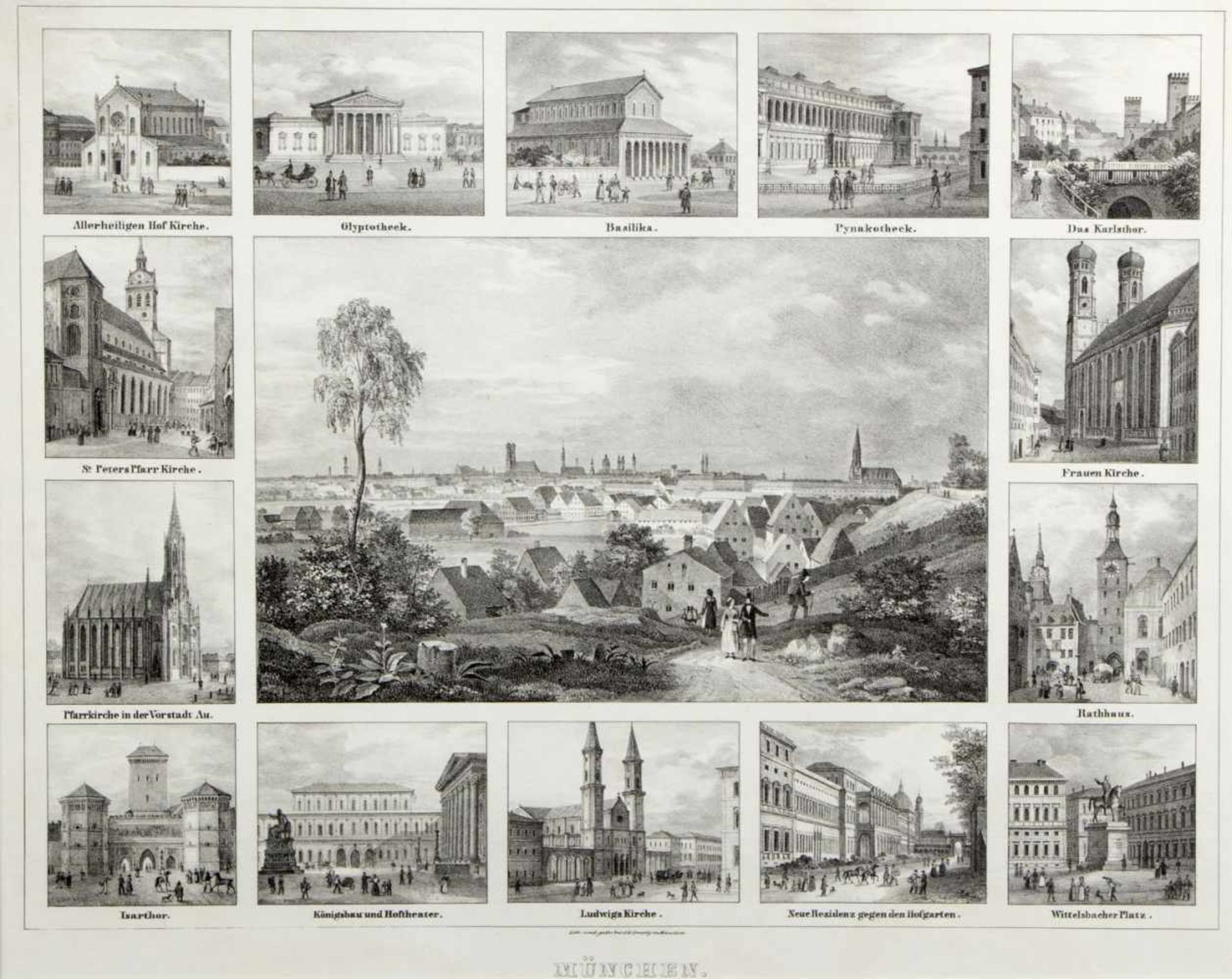 MünchenMünchen von der Ostseite. Gesamtansicht mit einzelnen Gebäude am Rand. Sankt Michael u.a. 6 - Bild 3 aus 3