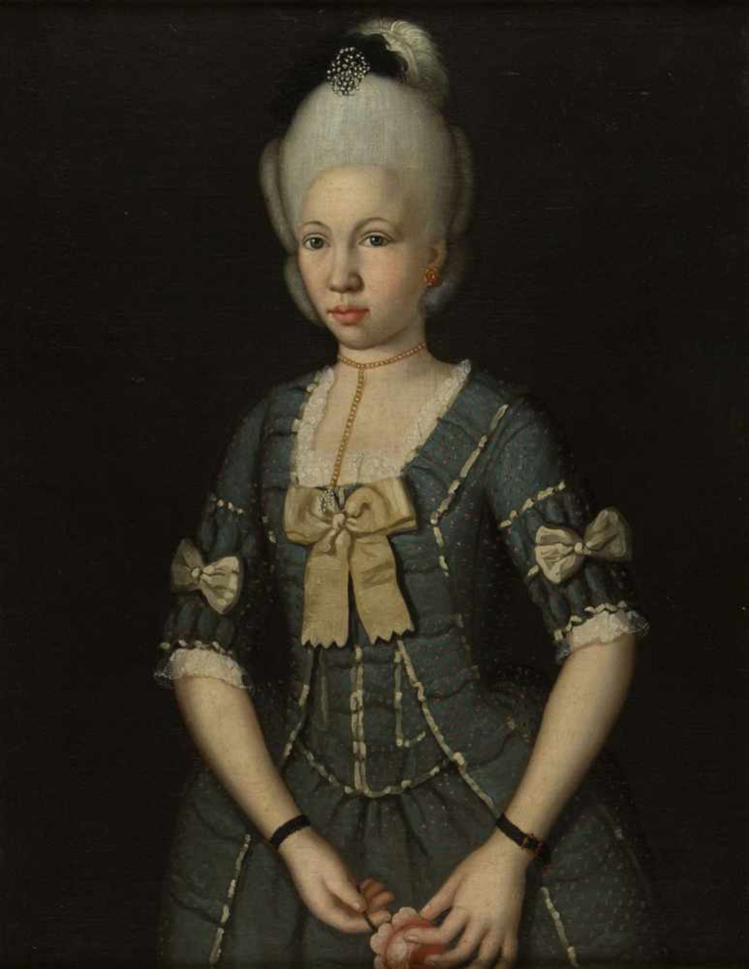 Schmitz, M.Portrait einer Dame. Öl/Lwd. 81 x 63,5 cm. Gerahmt. Verso sign., dat. 1779 und bez. mit