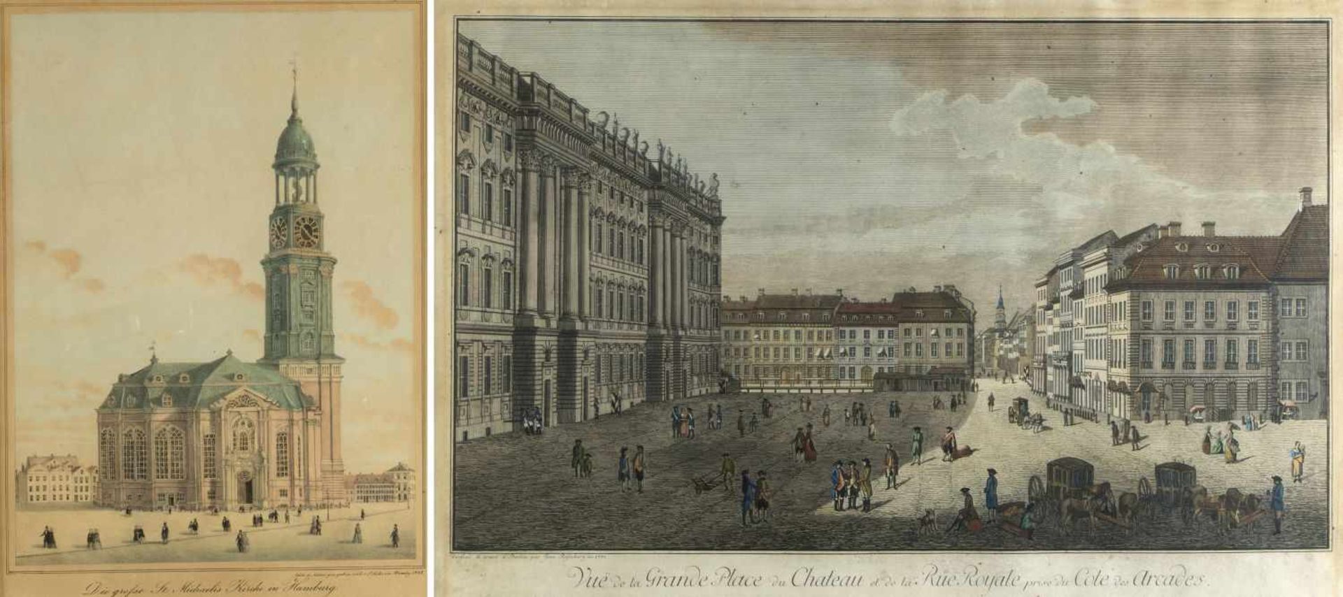 Rosenberg, Johann Georg. 1739 - Berlin - 1808Vue de la Grande Place du Chateau et de la Rue Royale