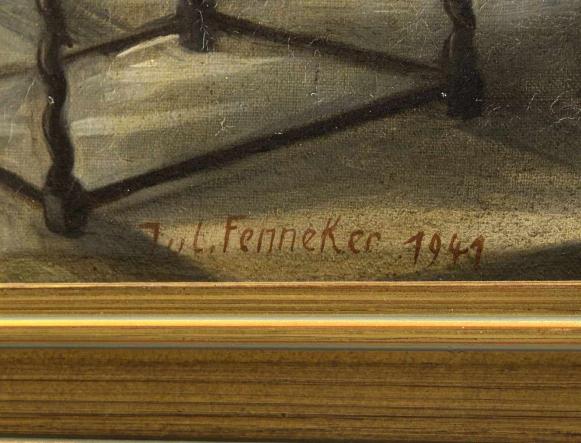 Fenneker, JuliusNachdenklicher Mann in einer Bibliothek. Öl/Lwd. Sign. und dat. 1941. 66,5 x 55 - Image 2 of 3