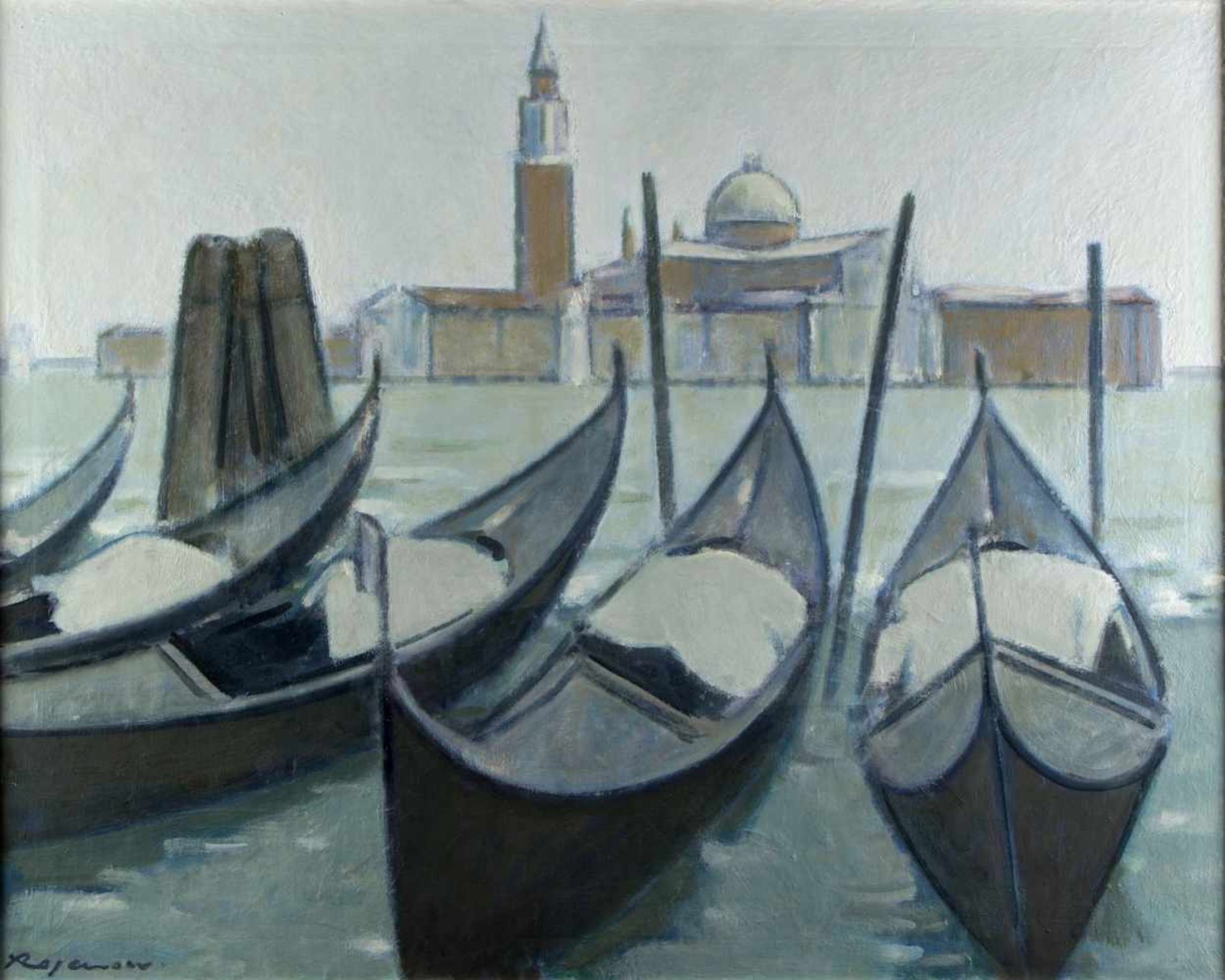 Rosenow, Hannes. 1925 Ratibor - München 2000Blick auf San Giorgio in Venedig. Öl/Lwd. Sign. 80 x 100
