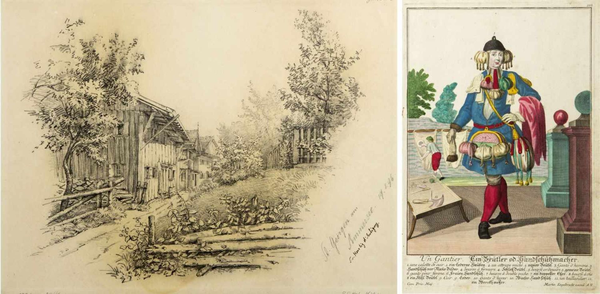 Engelbrecht u.a.Beutler- und Handschuhmacher. Häuser am Ammersee. Landschaften u.a. 12 Bll.