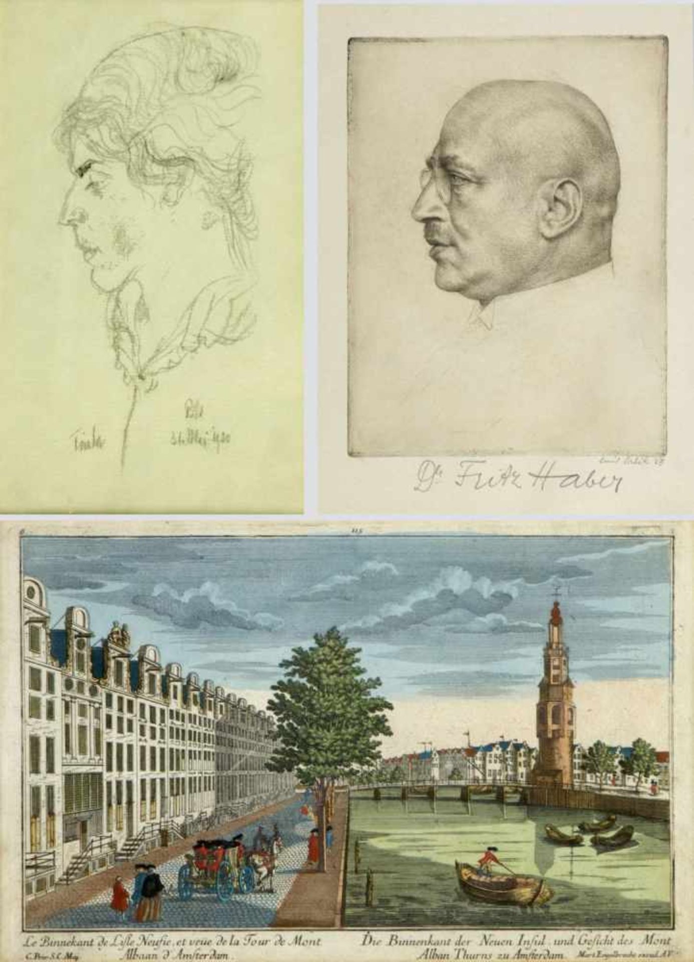 Orlik, Emil. Engelbrecht, MartinPortrait Fritz Haber. Ansicht von Amsterdam. 1 Radierung. 1 kol.