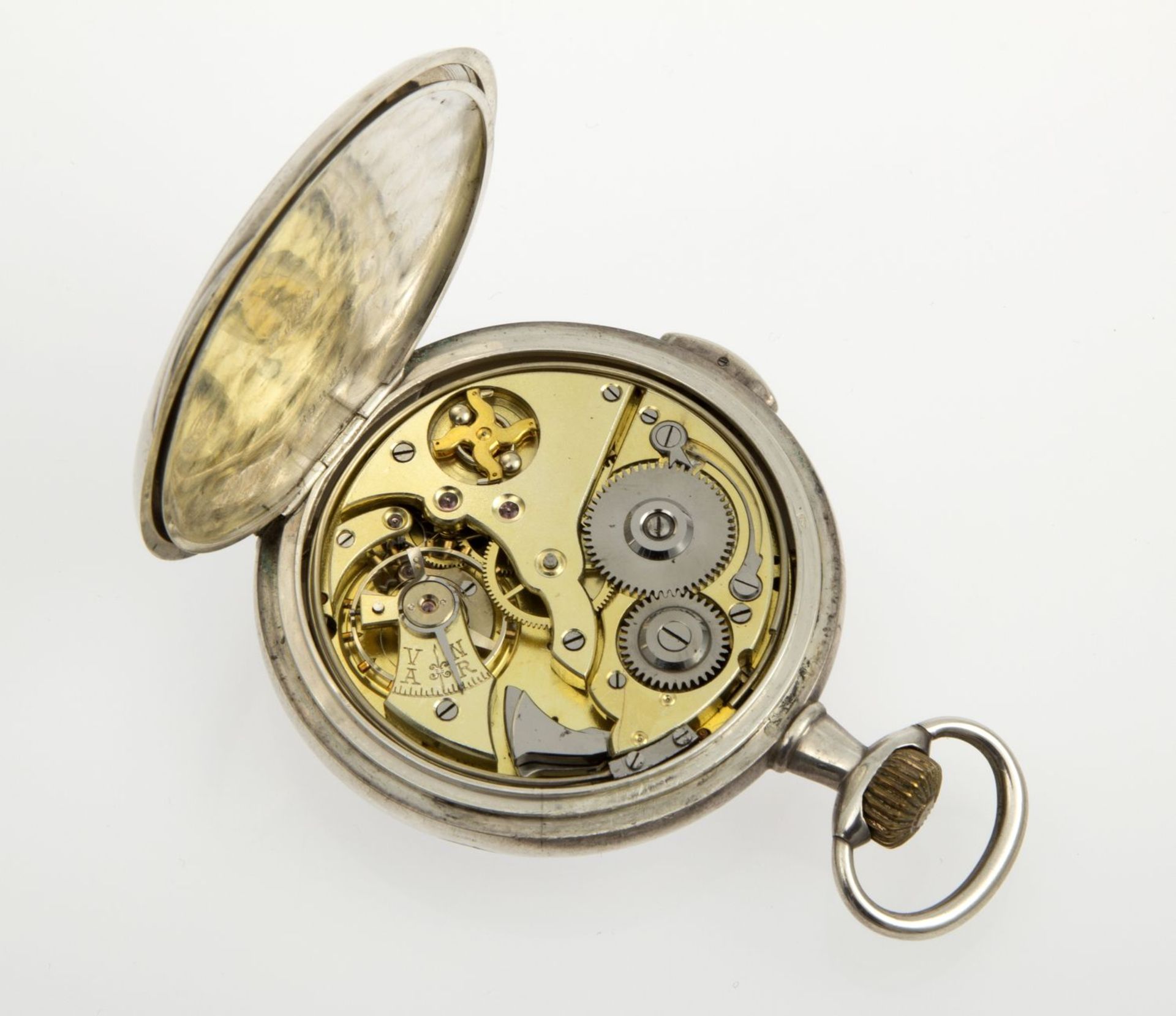 Invicta-Taschenuhr mit ViertelrepetitionGehäuse und Cuvette aus Silber 875. Emailzifferblatt mit - Bild 2 aus 3