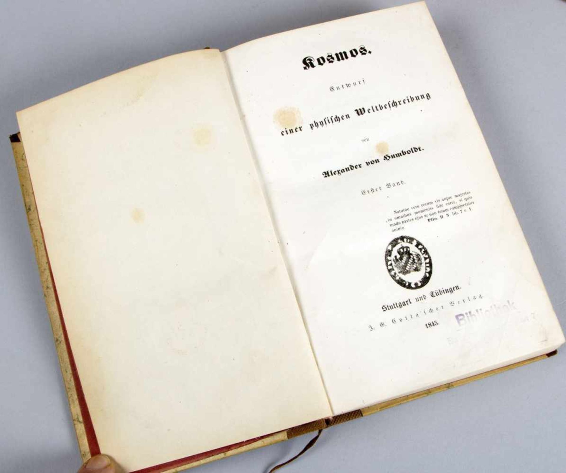 Humboldt, A.v.Kosmos. Entwurf einer physischen Weltbeschreibung. Bde. 1-5 I und II. 1845. Insg. 6 - Bild 2 aus 2