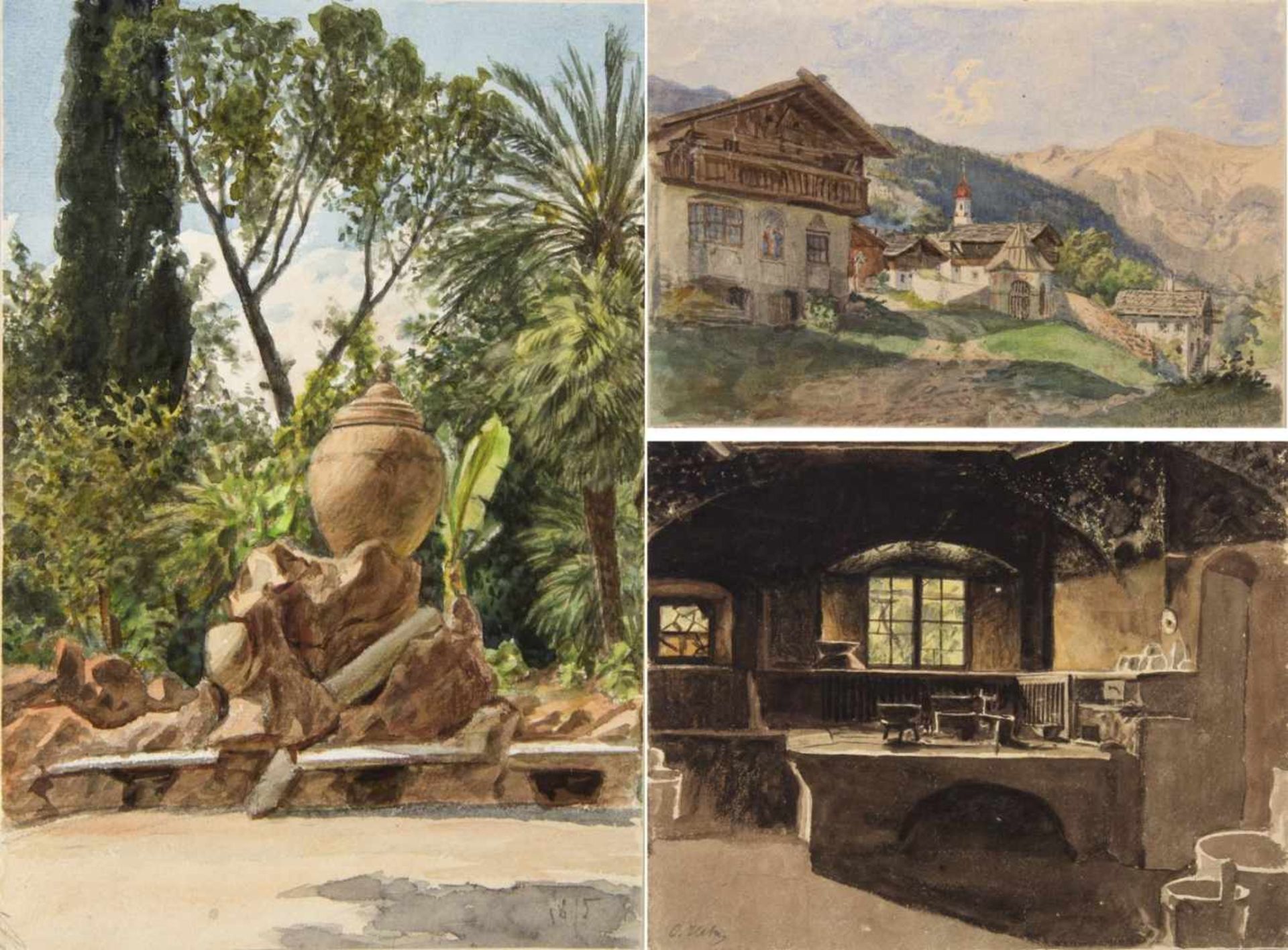 Hetz, Karl. 1828 Kulmbach - München 1899Ansichten und Interieurs. 22 Aquarelle und