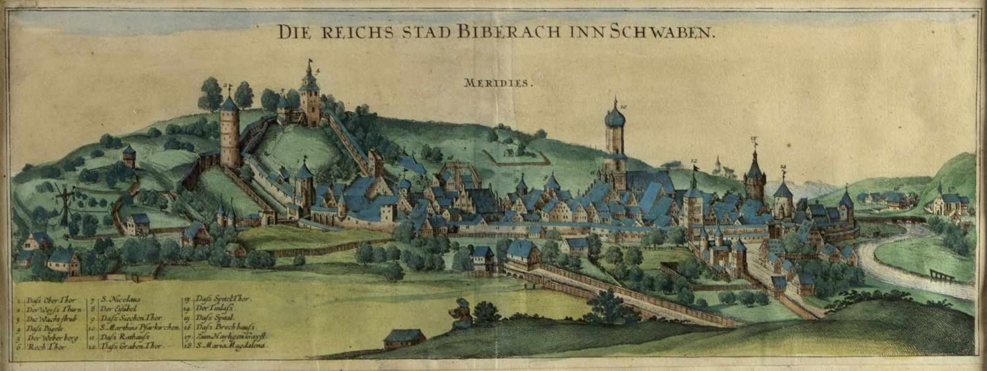 Riedel u.a.Kirchen in Dresden. Schlossberg in Meissen. Stadt Biberach u.a. 5 Bll. versch. Techn. - Bild 5 aus 6