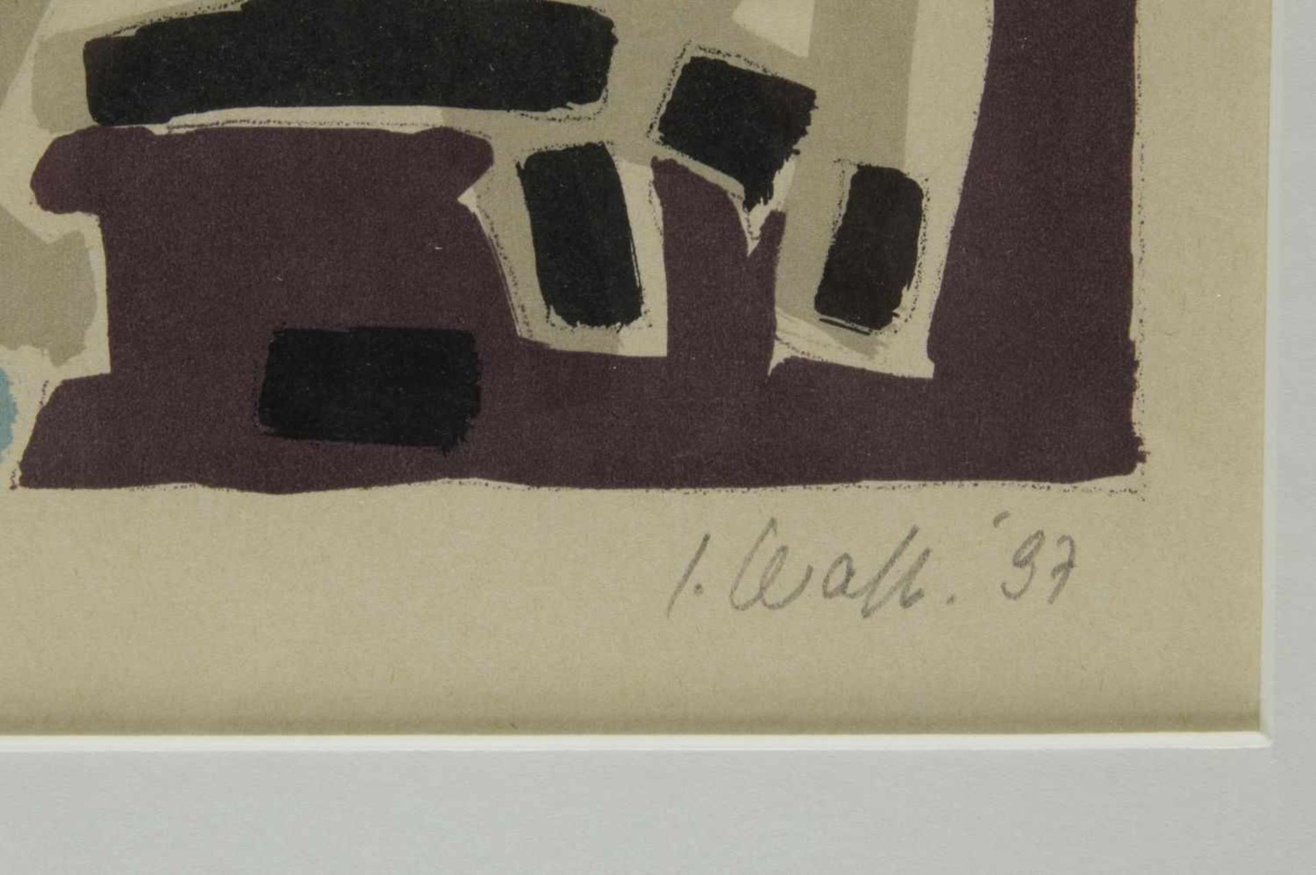 Walh, J. u.a.Kompositionen. 4 Bll. versch. Techn. Sign. Bis 34 x 29 cm.- - -27.00 % buyer's - Bild 3 aus 9